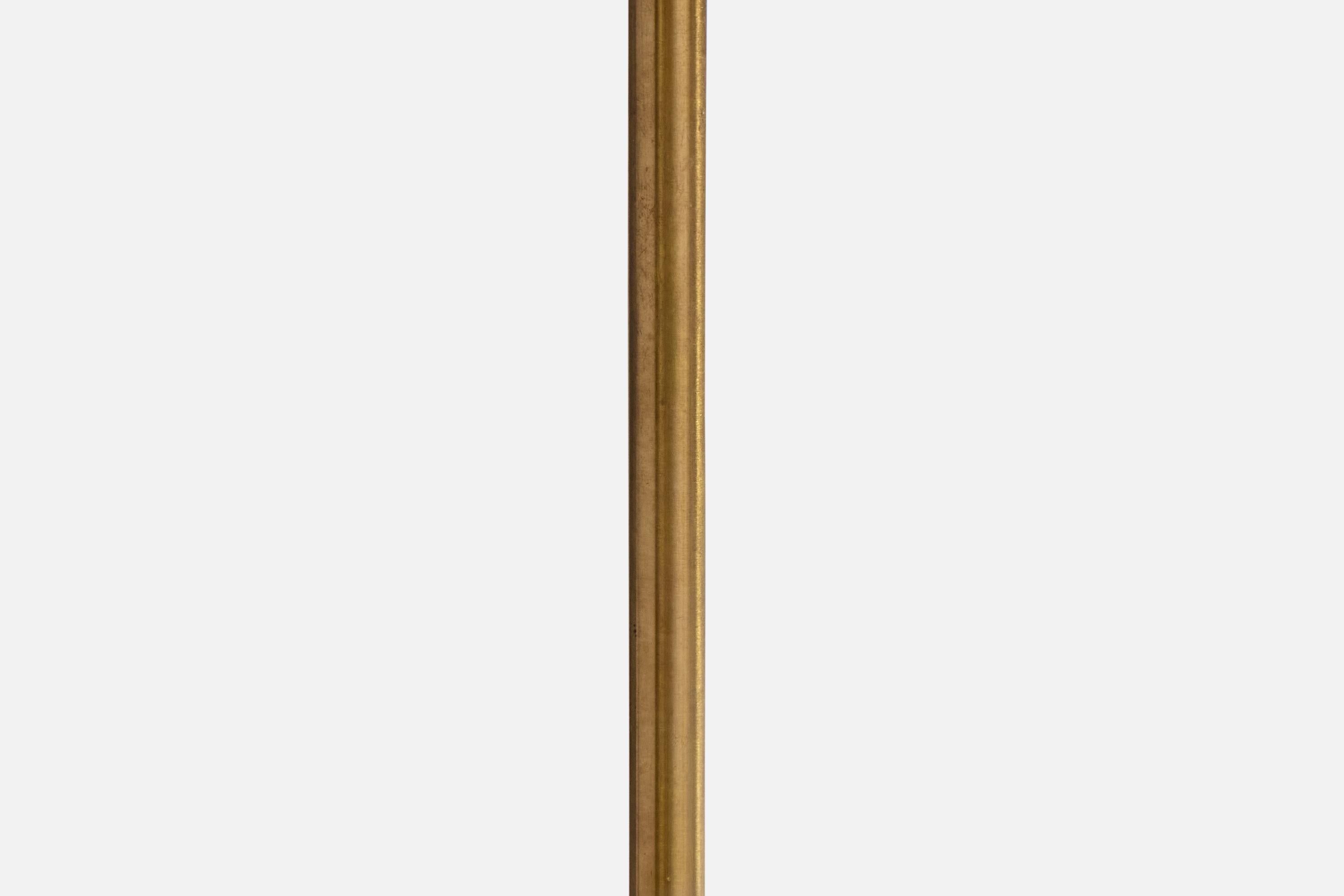 Nordiska Kompaniet, Stehlampe, Messing, Stoff, Schweden, 1940er Jahre im Zustand „Gut“ im Angebot in High Point, NC