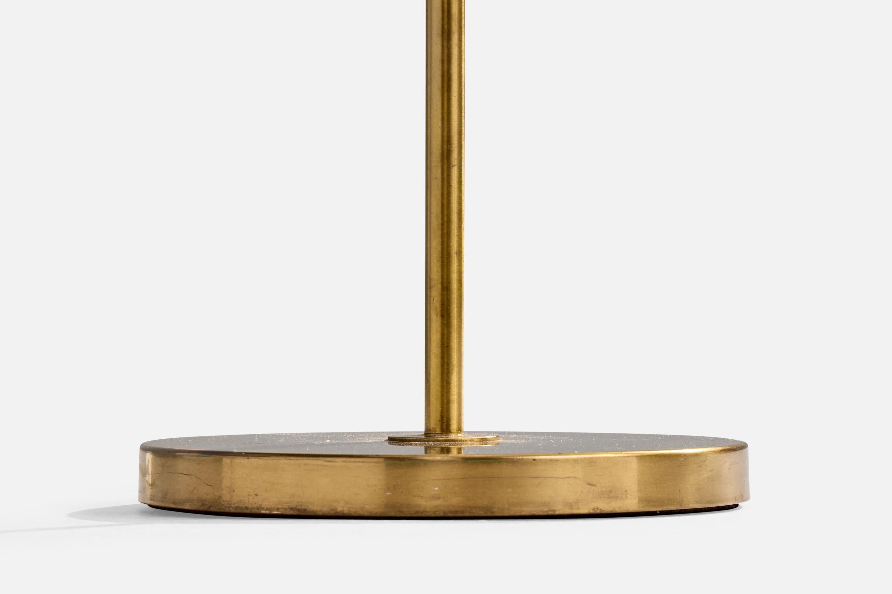 Nordiska Kompaniet, Stehlampe, Messing, Stoff, Schweden, 1940er Jahre im Angebot 1