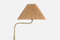 Nordiska Kompaniet, Floor Lamp, Brass, Raffia, Sweden, 1950s