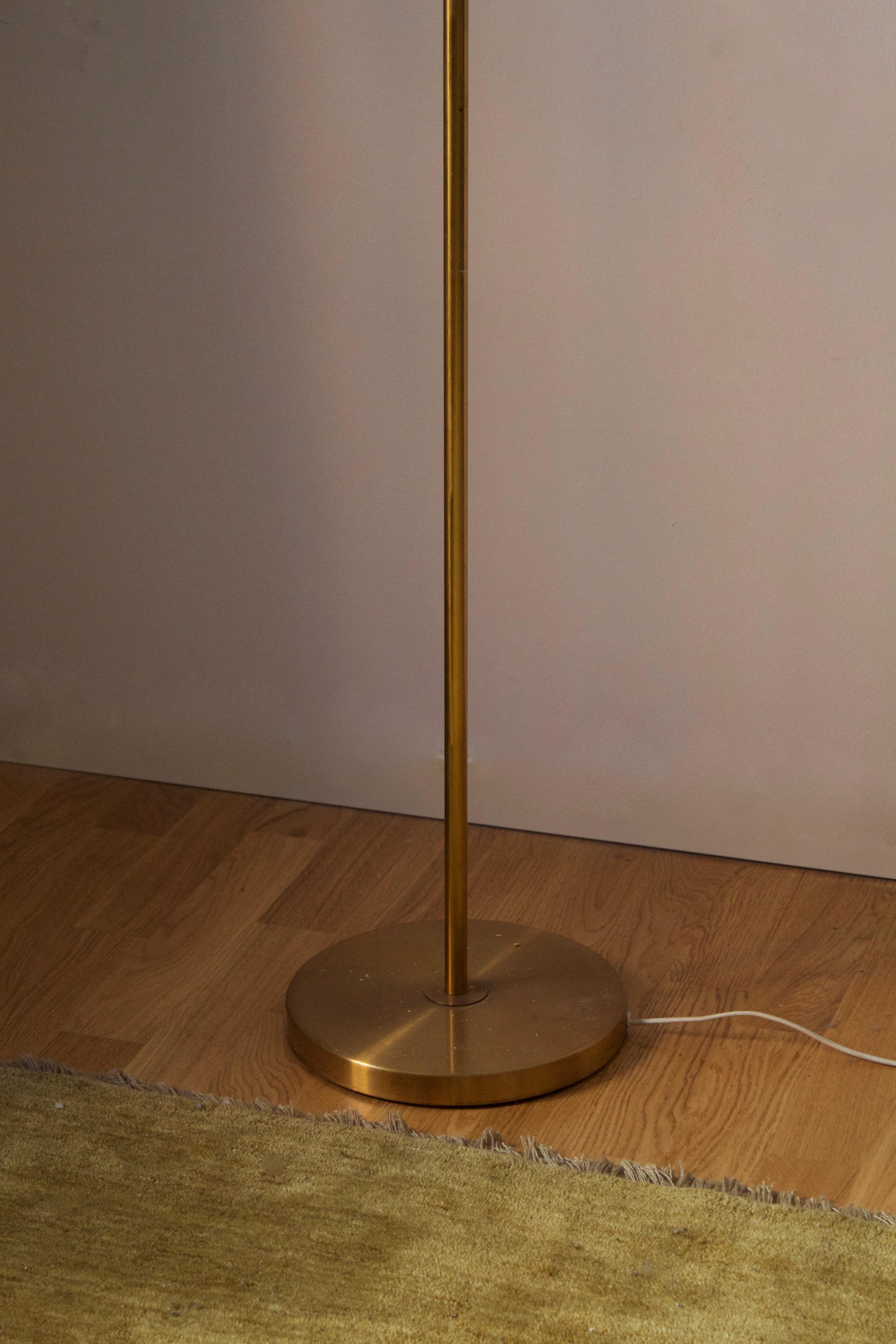 Nordiska Kompaniet, Floor Lamp, Brass, Rattan, Sweden, 1940s In Good Condition In High Point, NC
