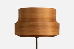 Nordiska Kompaniet, Stehleuchte, Messing, Holz, Acryl, Schweden, 1950er Jahre