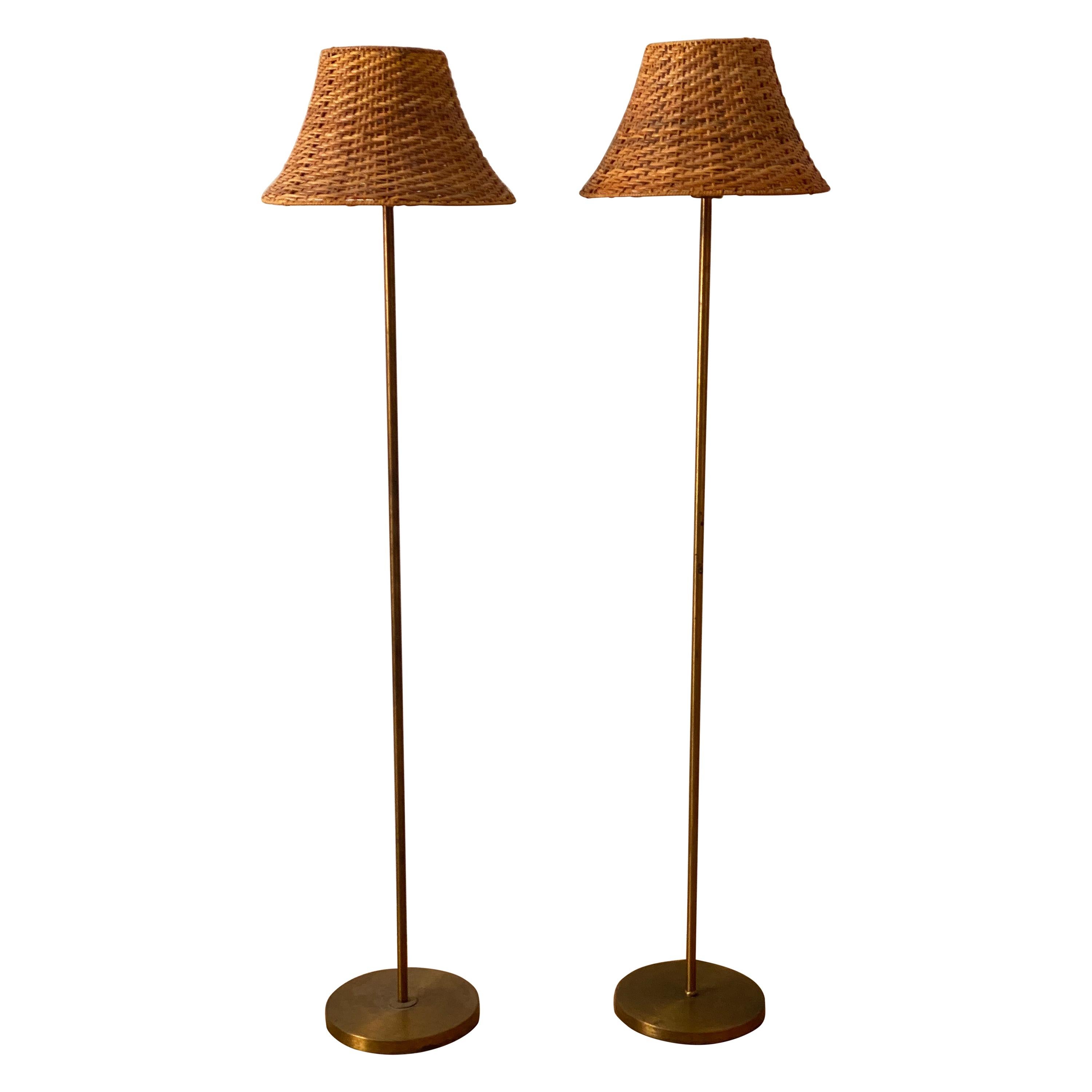 Nordiska Kompaniet Floor Lamps Brass, Matching Brass Floor And Table Lamps