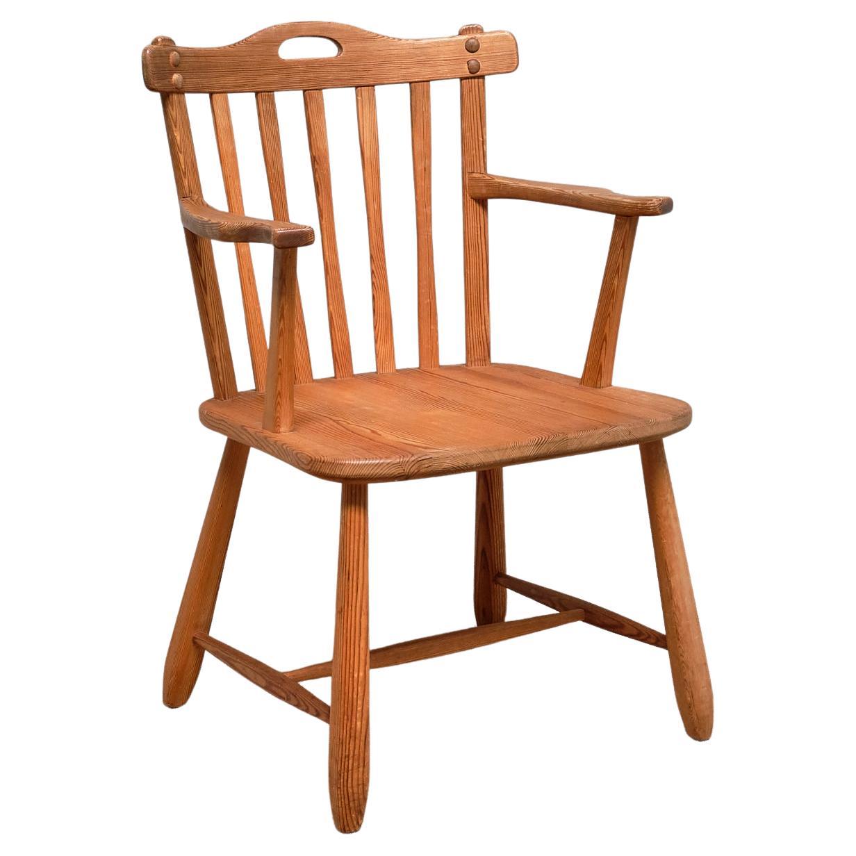 Nordiska Kompaniet 'Hytte' Armchair in Solid Pine, Swedish Modern, 1940s