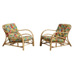 Nordiska Kompaniet, Poltrone, Bambù, Rattan, Tessuto, Svezia, 1974