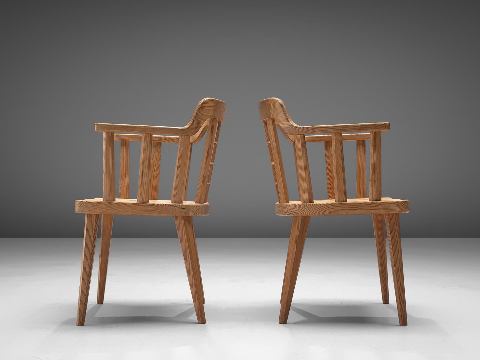 Swedish Nordiska Kompaniet Pair of ‘Ekerö’ Armchairs in Solid Pine