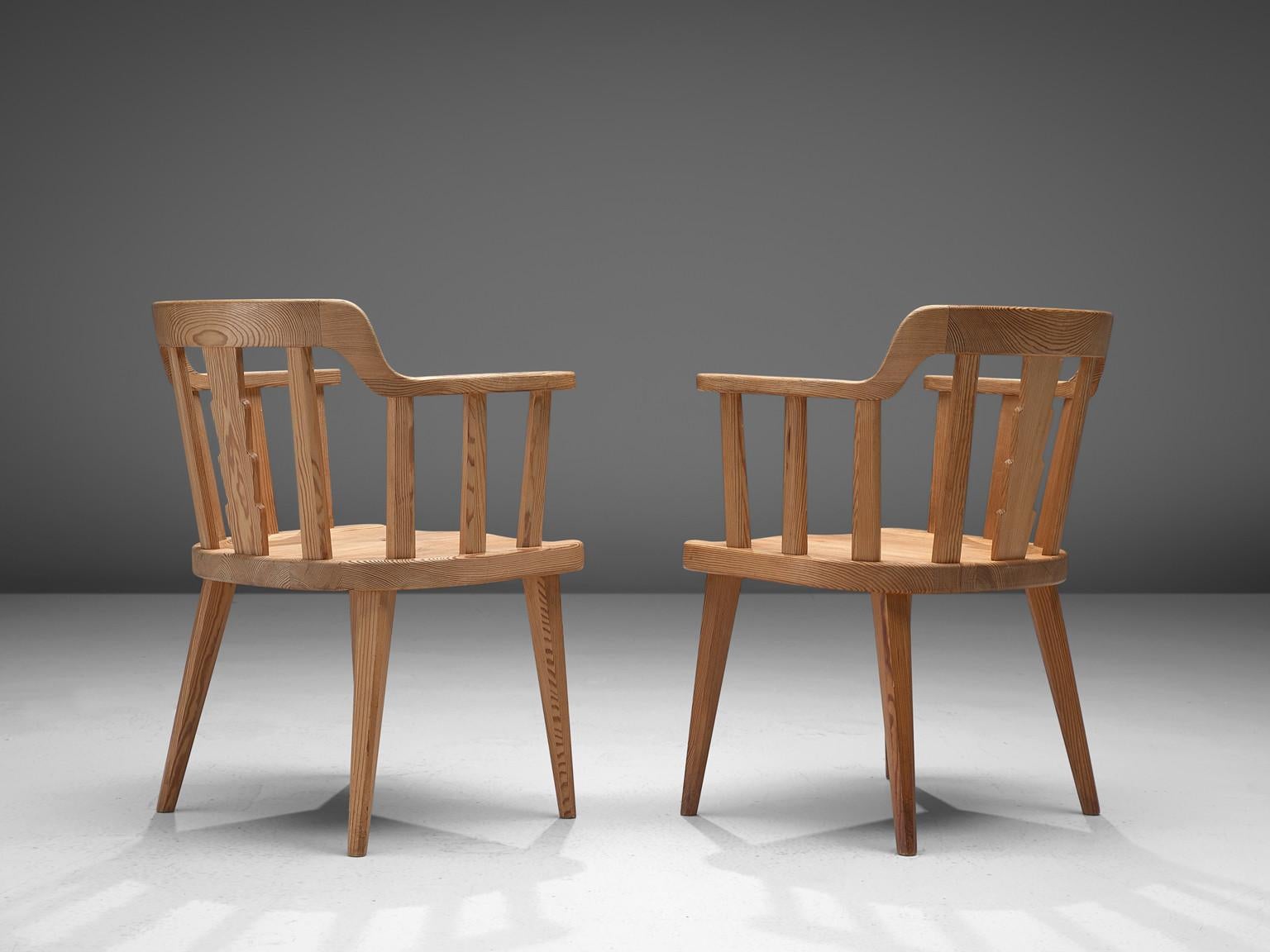 Mid-20th Century Nordiska Kompaniet Pair of ‘Ekerö’ Armchairs in Solid Pine