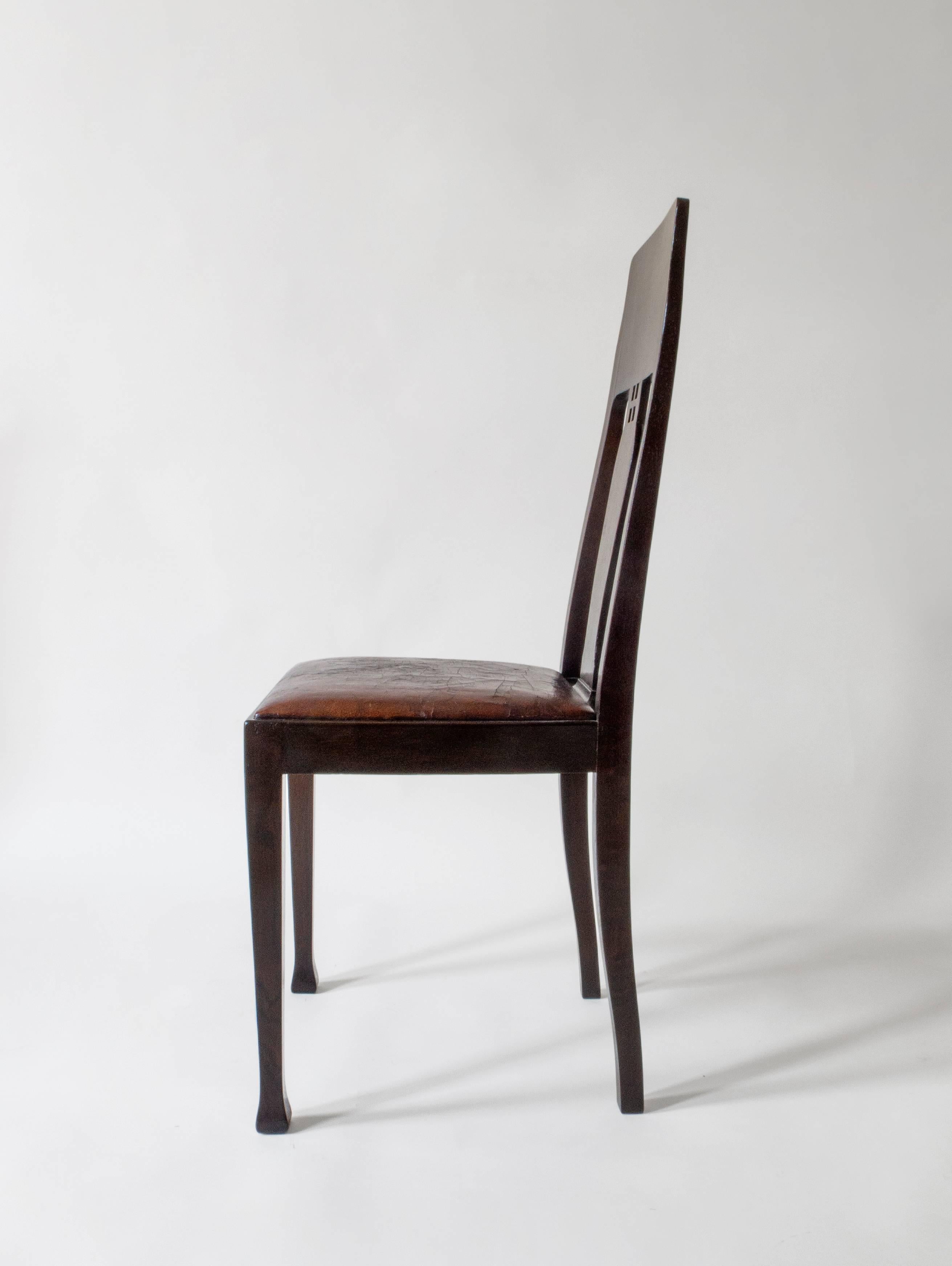 Art Nouveau Nordiska Kompaniet, Rare Set of Swedish Jugend Oak Side Chairs, Nine Available