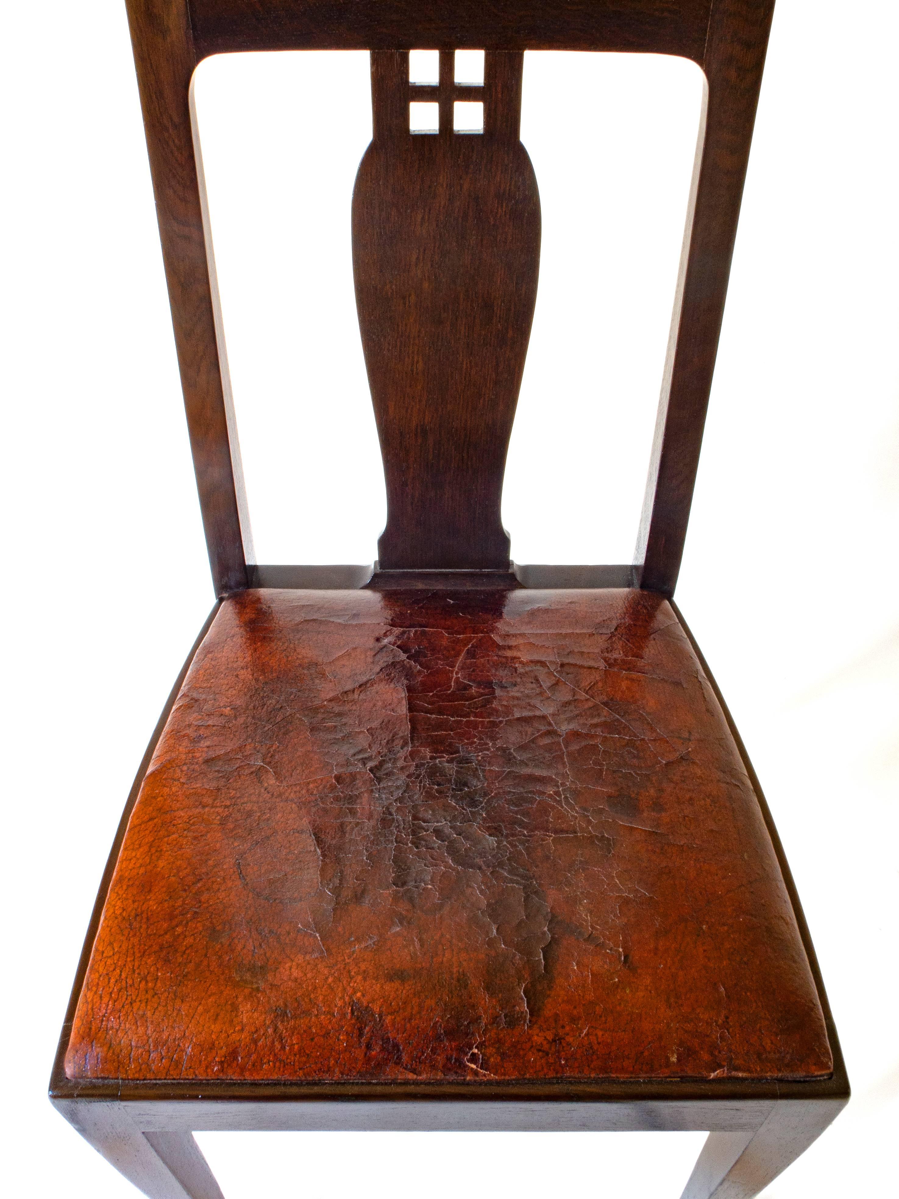 Nordiska Kompaniet, Rare Set of Swedish Jugend Oak Side Chairs, Nine Available In Good Condition In Philadelphia, PA