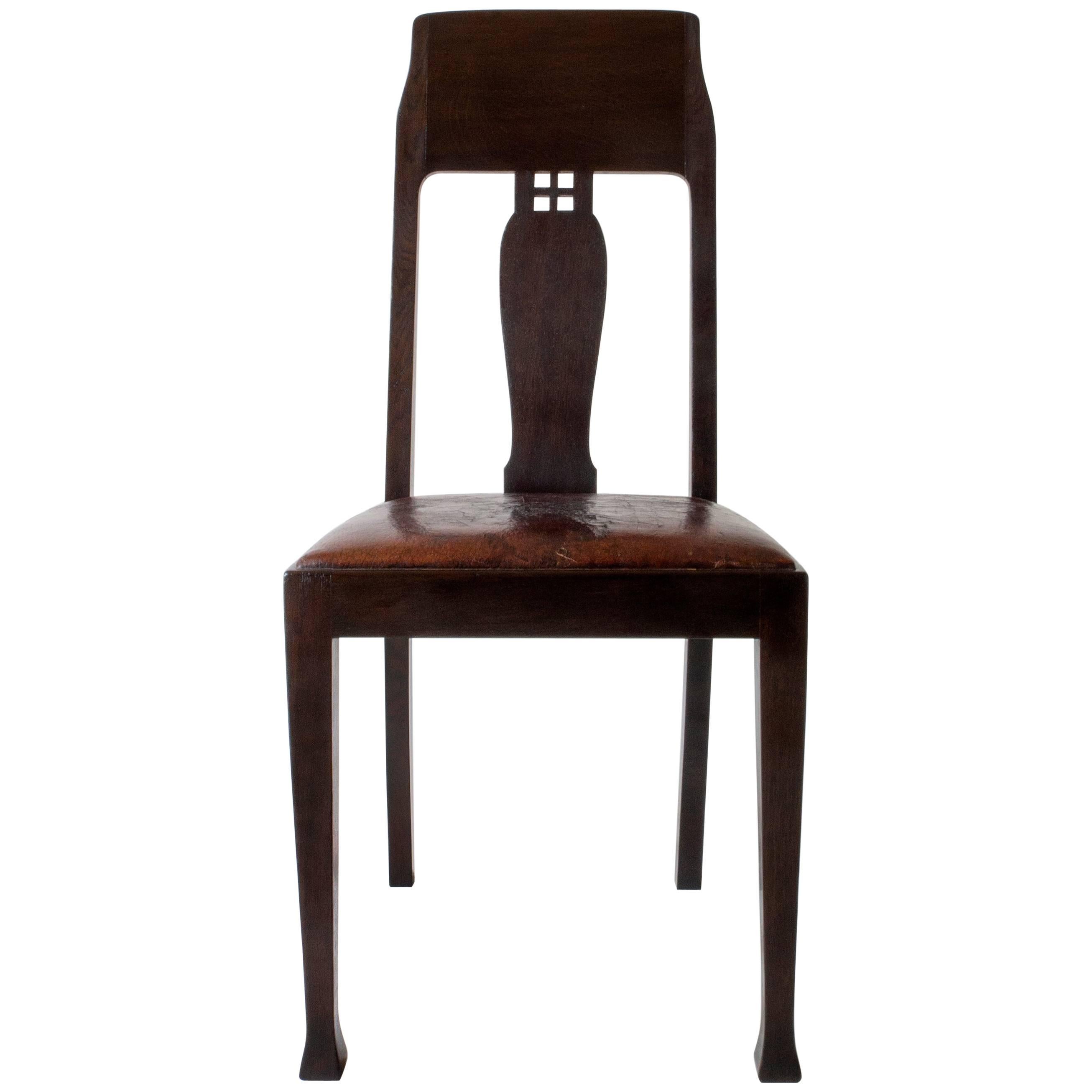 Nordiska Kompaniet, Rare Set of Swedish Jugend Oak Side Chairs, Nine Available