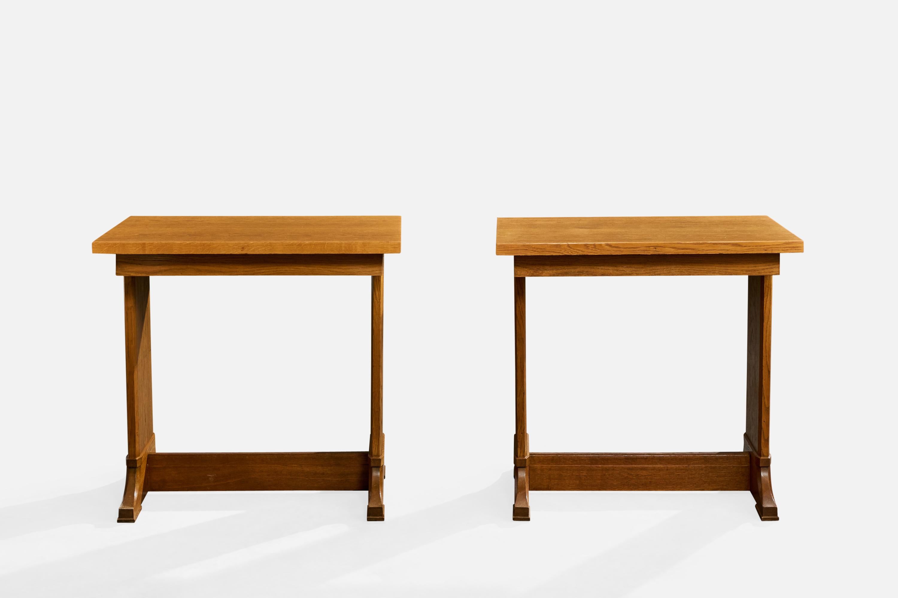 Scandinavian Modern Nordiska Kompaniet, Side Tables, Oak, Sweden, 1930s For Sale