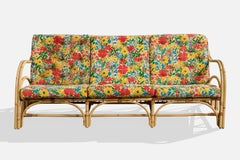 Nordiska Kompaniet, Sofa, Bamboo, Rattan, Fabric, Sweden, 1974