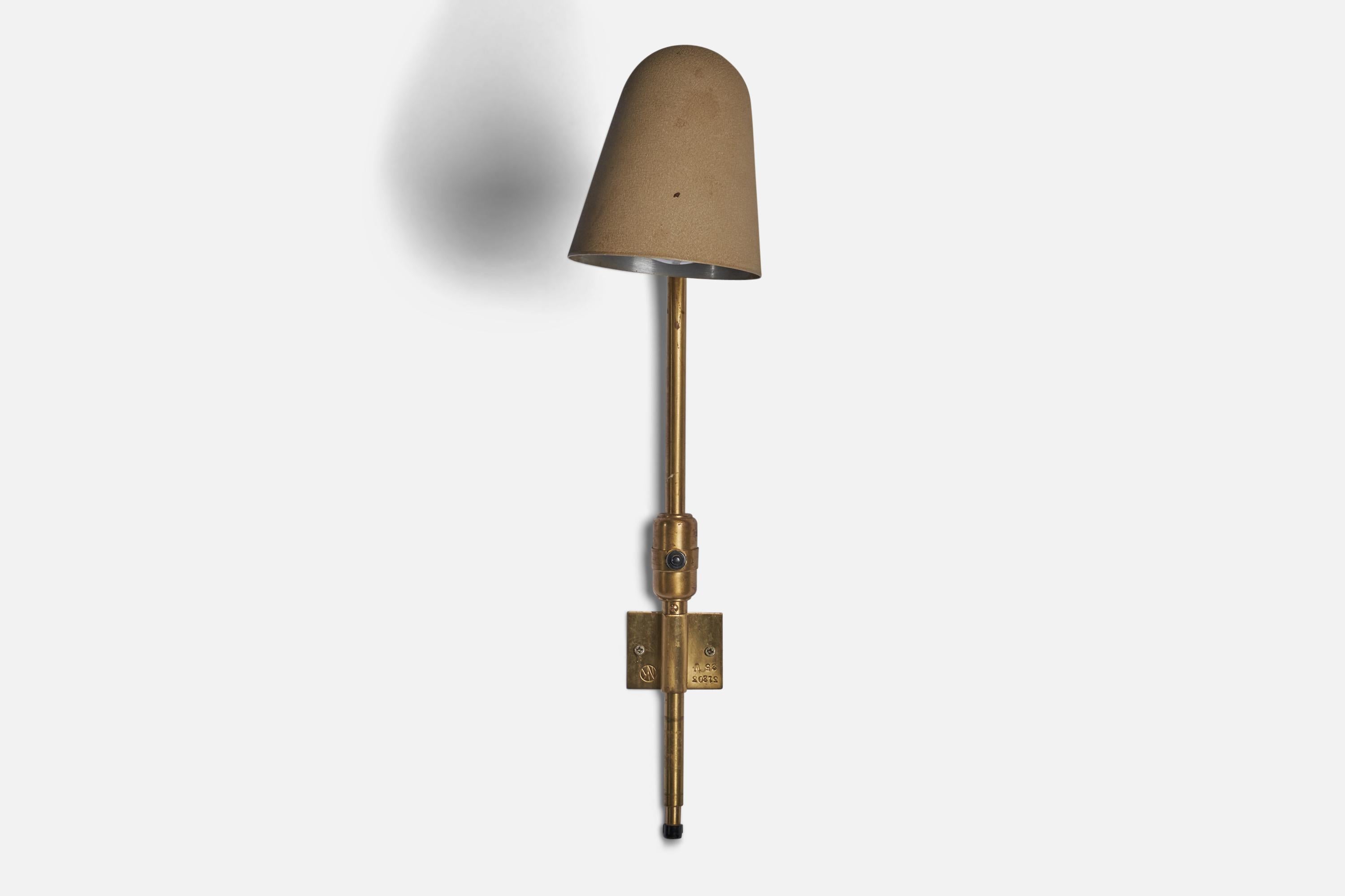 Swedish Nordiska Kompaniet, Wall Light, Brass, Metal, 1940s For Sale