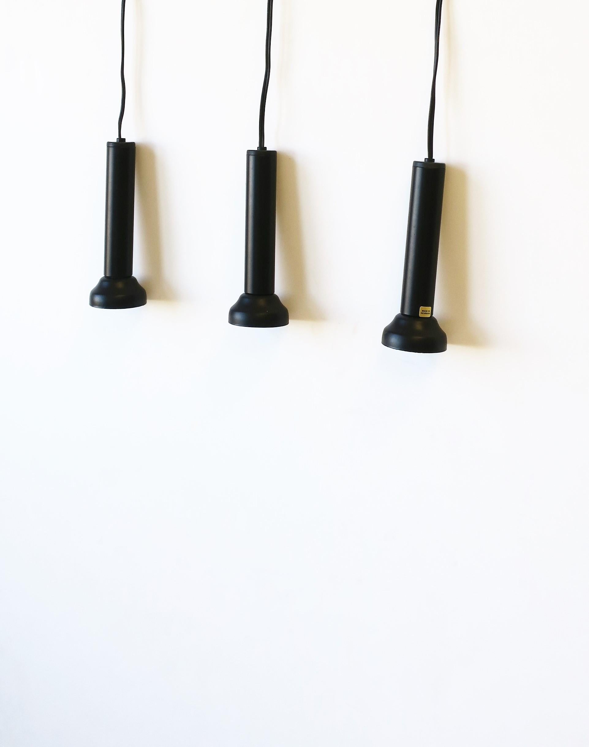Scandinavian Danish Postmodern Black Pendant Lights by NordLux, Set of 3 In Good Condition For Sale In New York, NY
