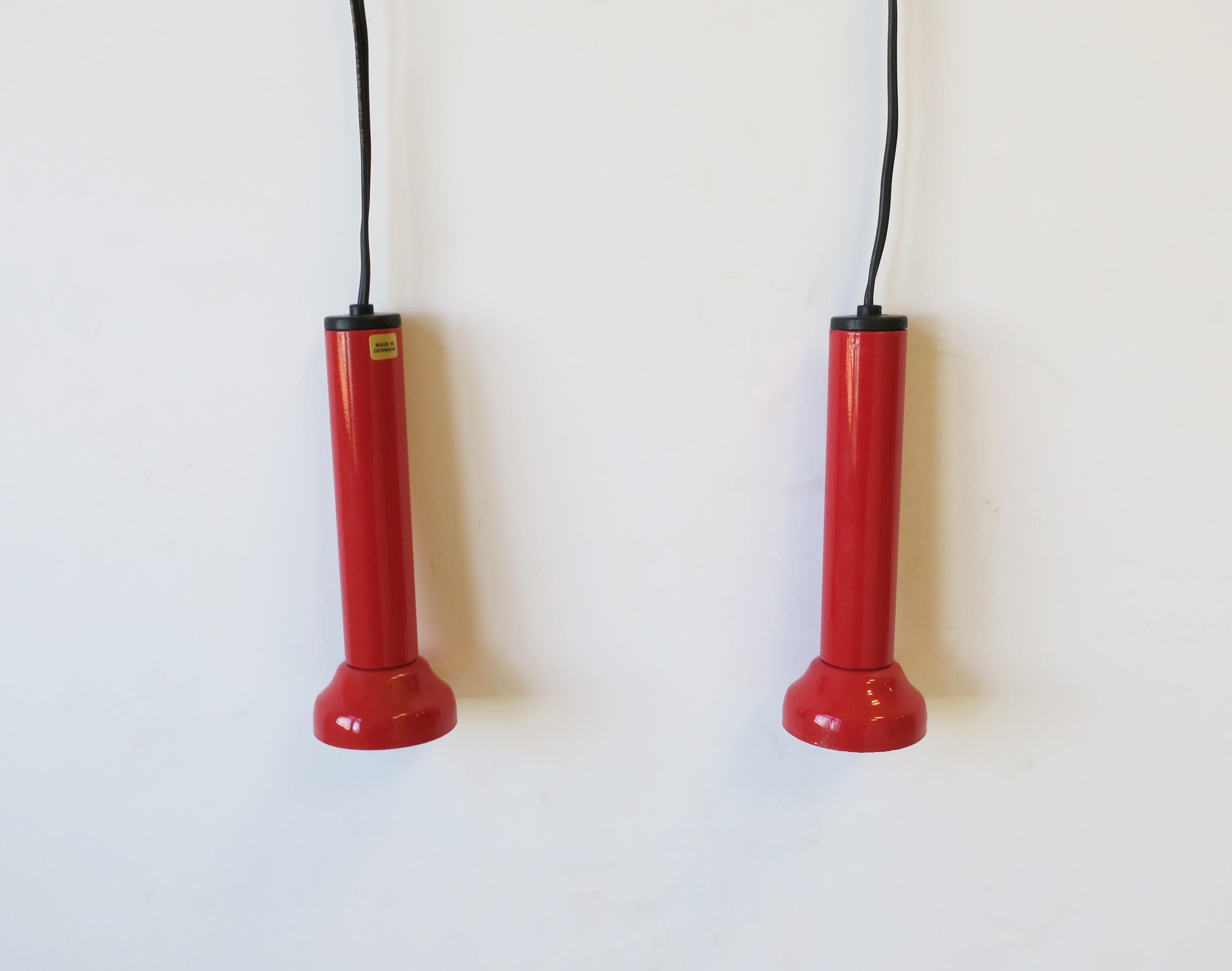20th Century Scandinavian Danish Postmodern Red Pendant Lights by NordLux, Pair For Sale