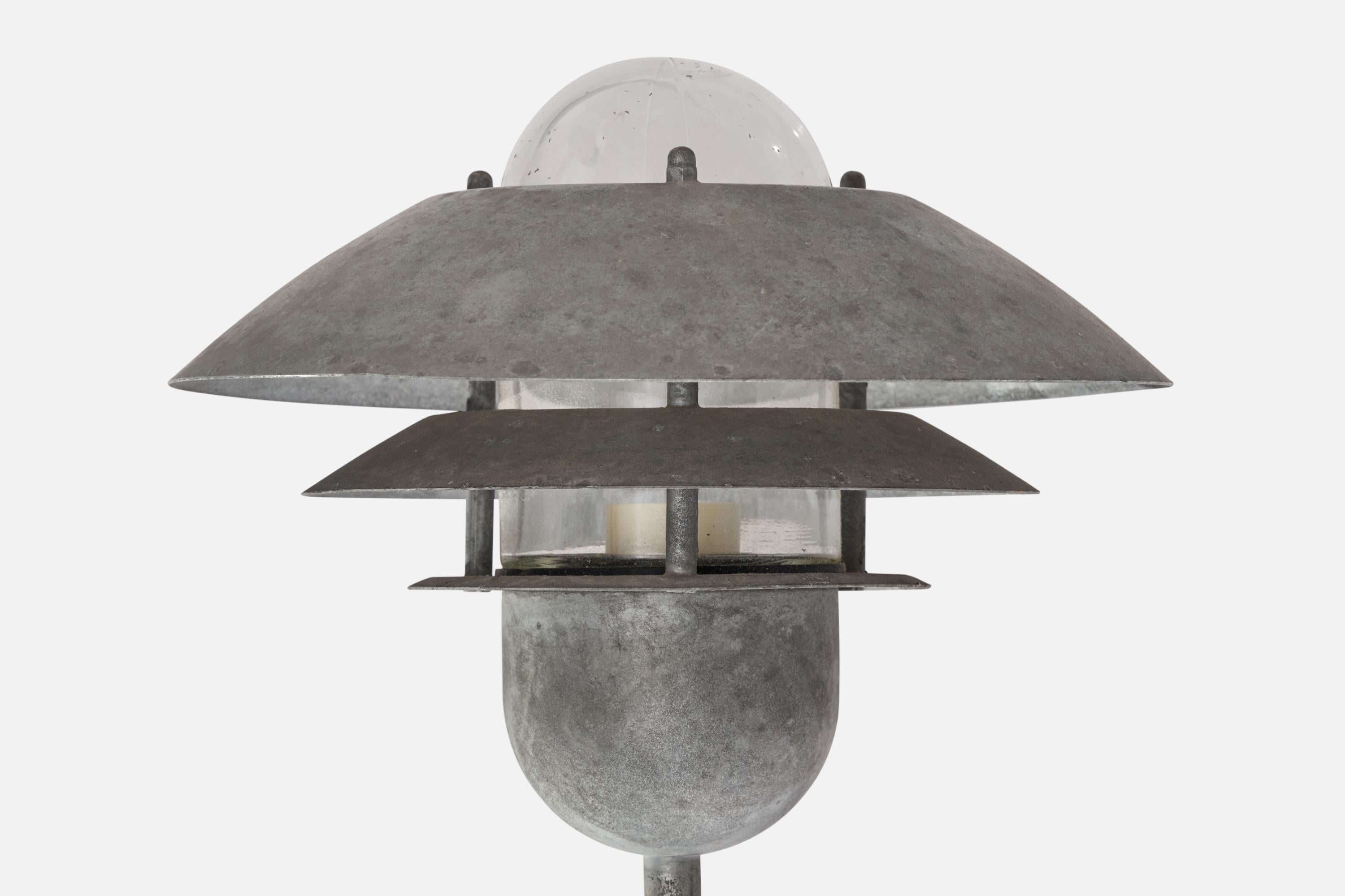 Late 20th Century Nordlux, Wall Lights, Galvanized Steel, Glass, Sweden, 1990s For Sale