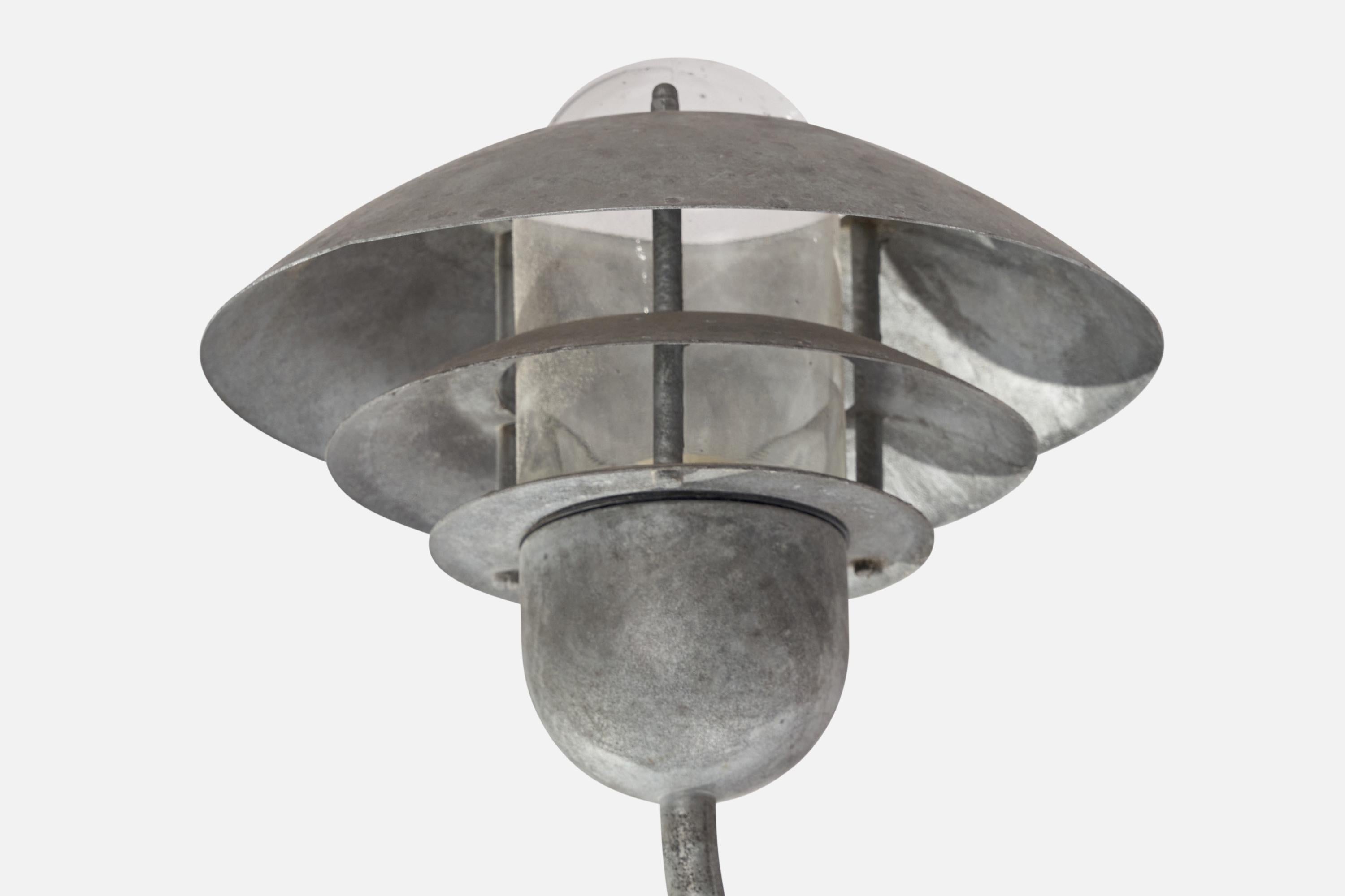 Nordlux, Wall Lights, Galvanized Steel, Glass, Sweden, 1990s For Sale 2