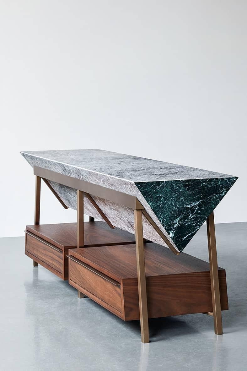Contemporary NORDST ANNE Console Table, Italian Green Lightning Marble, Danish Modern Design For Sale
