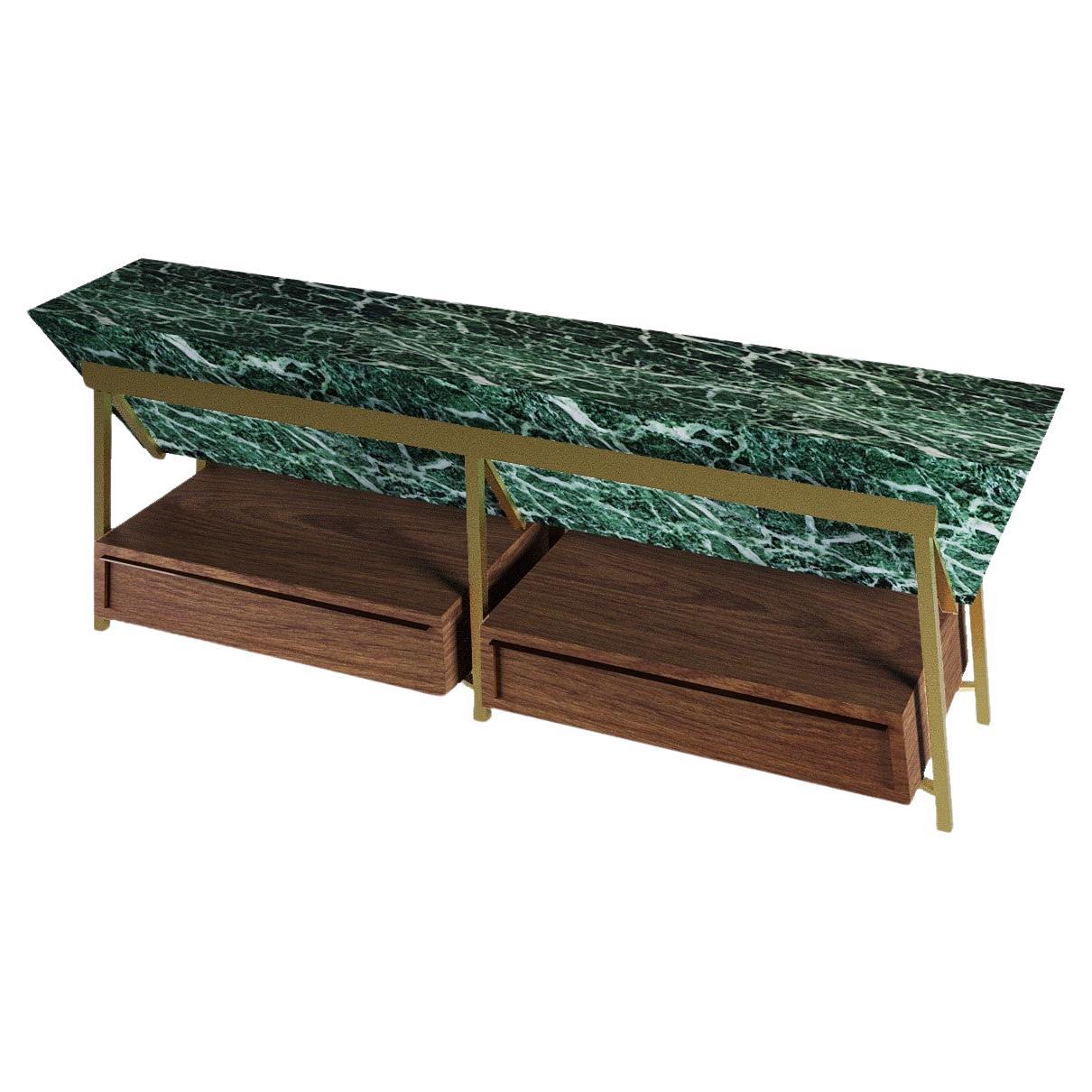 NORDST ANNE Console Table, Italian Green Lightning Marble, Danish Modern Design