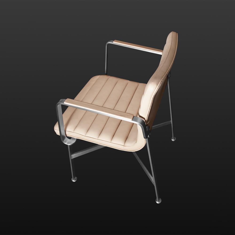 Stainless Steel NORDST AYA  Armchair, Full Aniline  Leather Solid Steel Frame, Danish Design For Sale