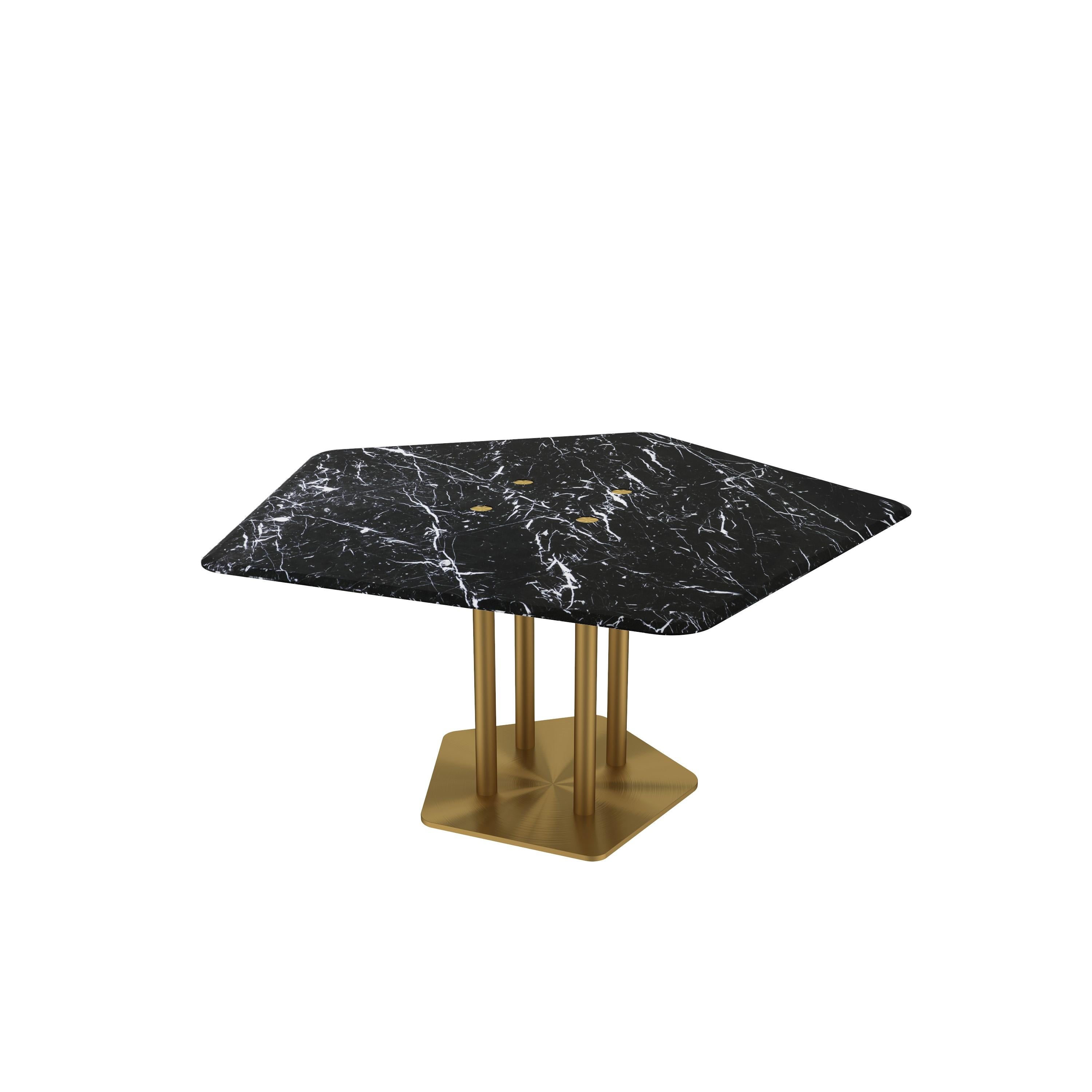 Chinois Table de salle à manger NORDST ELI, marbre gris Rain italien, design moderne danois, nouveau en vente