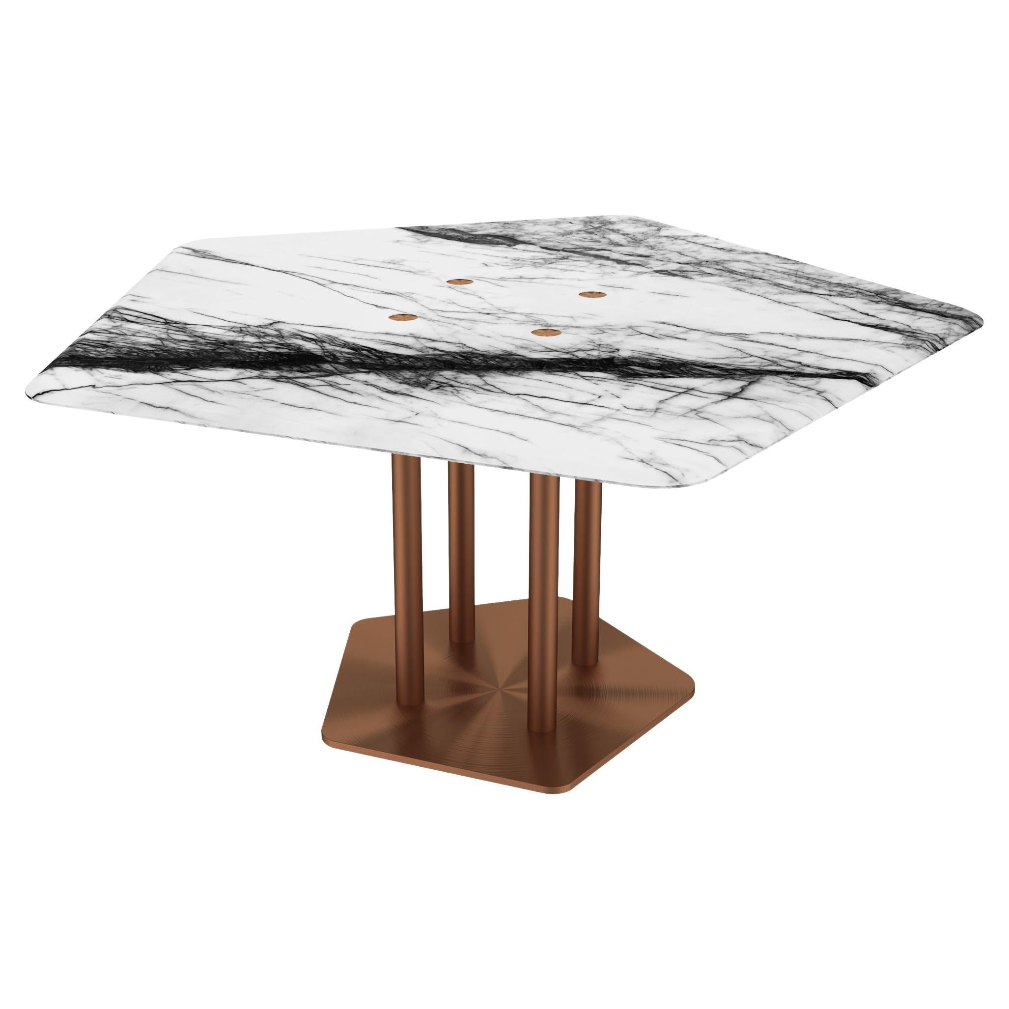 Scandinave moderne Table de salle à manger NORDST ELI, marbre gris Rain italien, design moderne danois, nouveau en vente