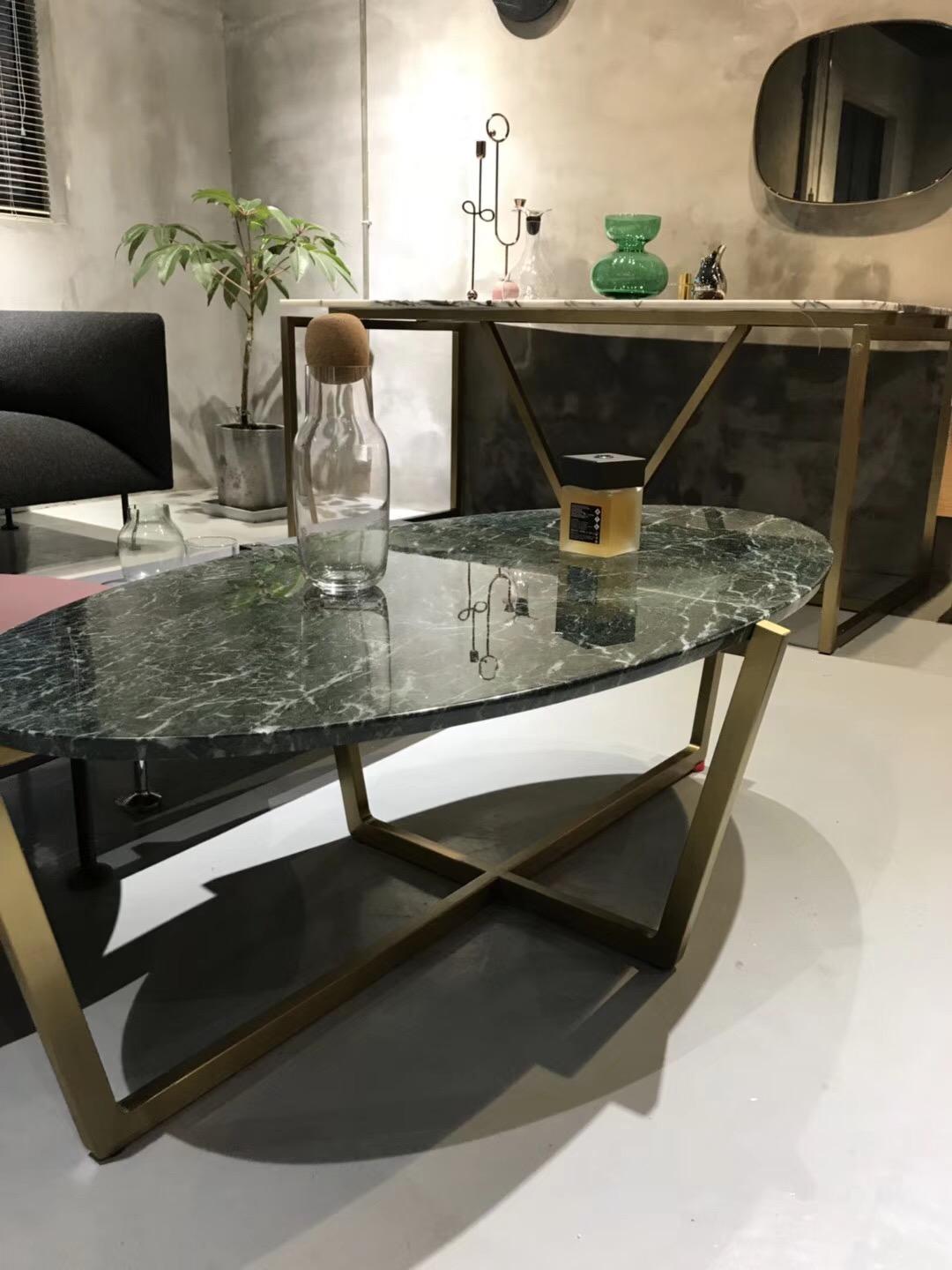 NORDST EMMA Coffee Table, Italian Green Lightning Marble, Danish Modern Design For Sale 4