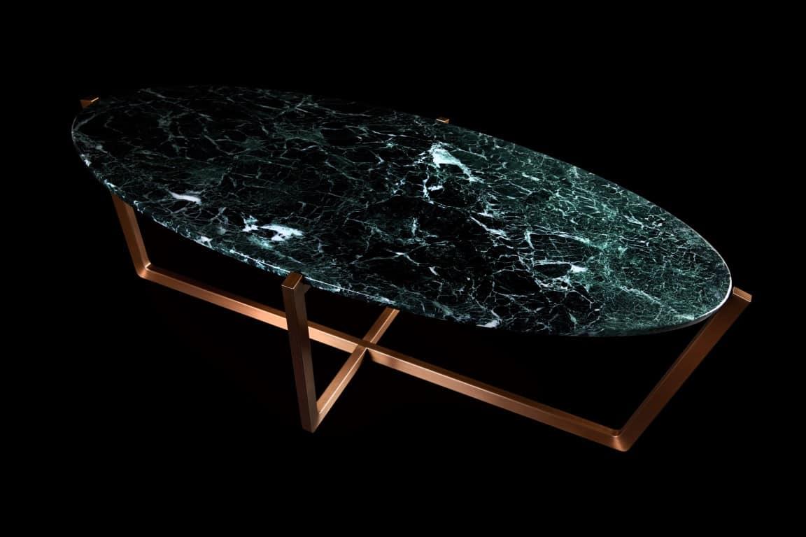 NORDST EMMA Coffee Table, Italian Green Lightning Marble, Danish Modern Design For Sale 1