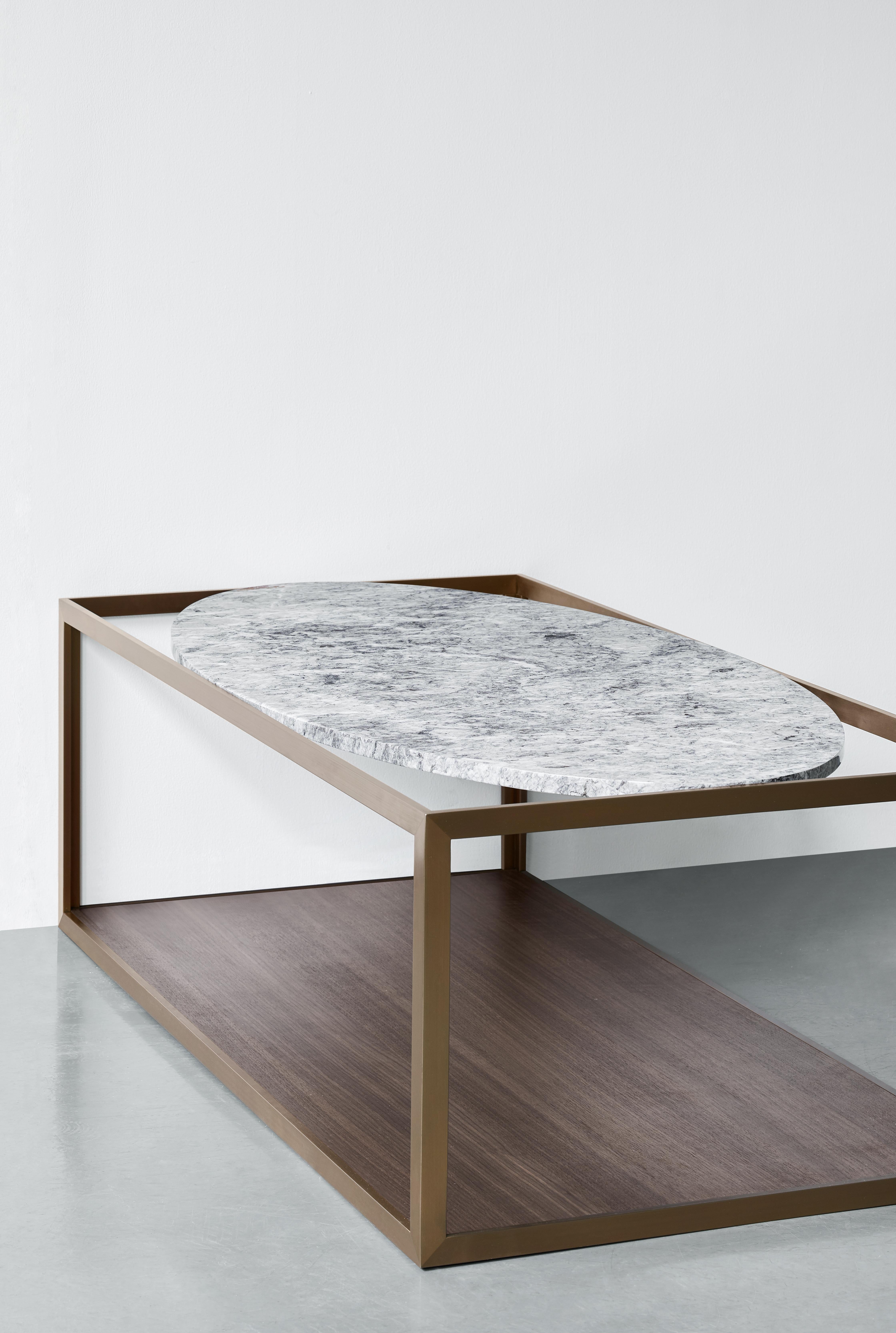 Polished NORDST GAARD Coffee Table, Italian Grey Rain Marble, Danish Modern Design, New For Sale
