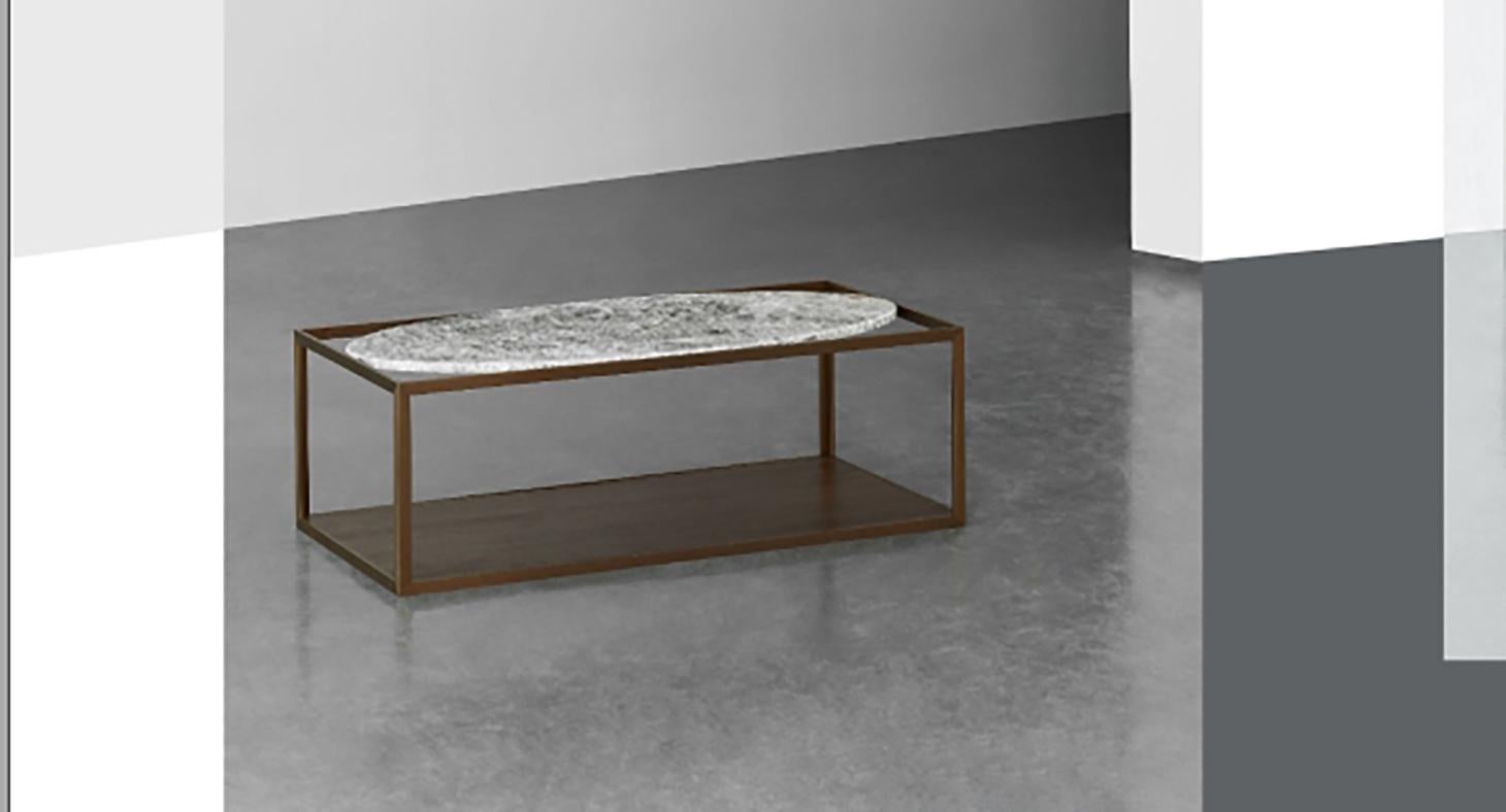 Metal NORDST GAARD Coffee Table, Italian Grey Rain Marble, Danish Modern Design, New For Sale
