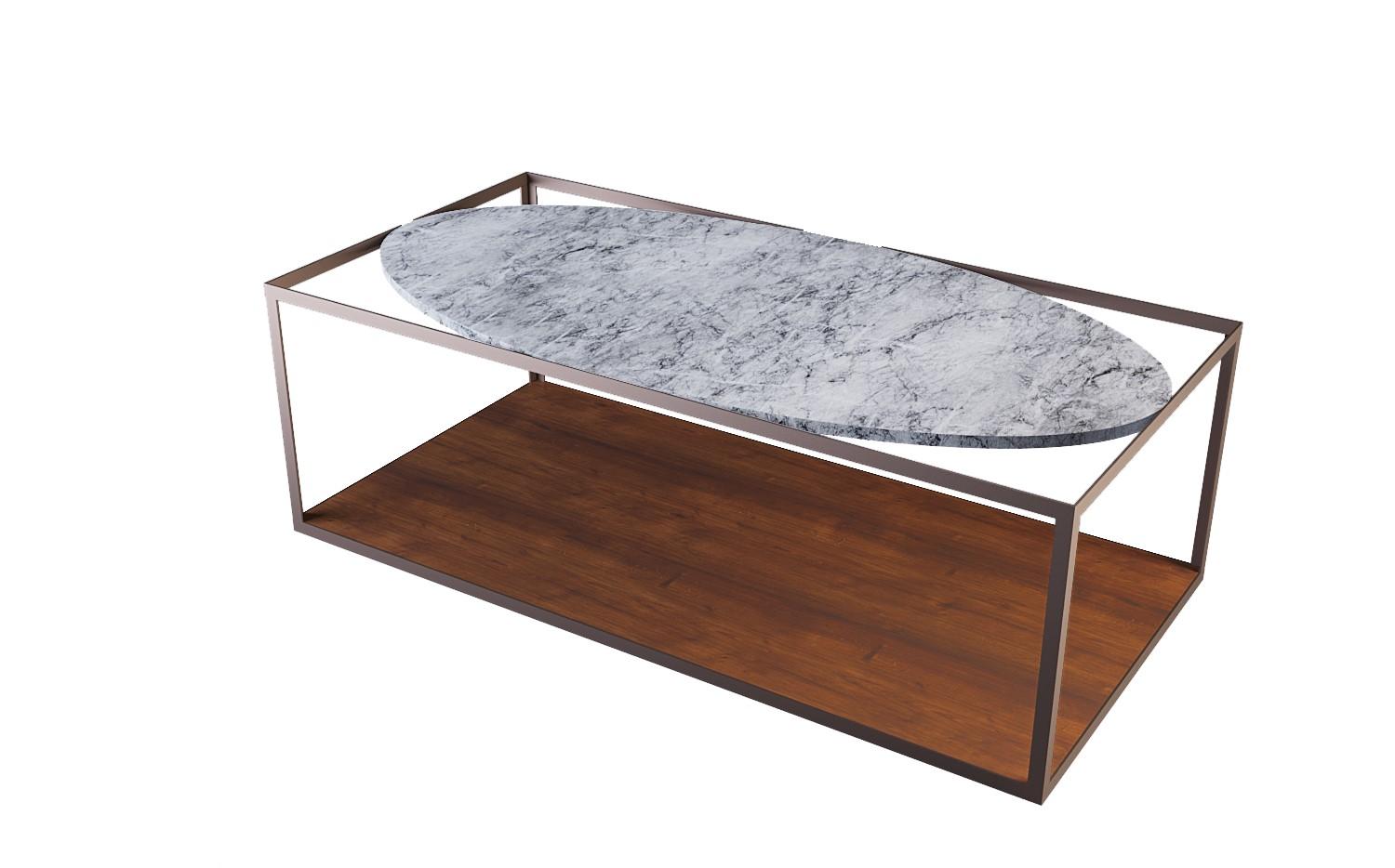 NORDST GAARD Coffee Table, Italian Grey Rain Marble, Danish Modern Design, New For Sale