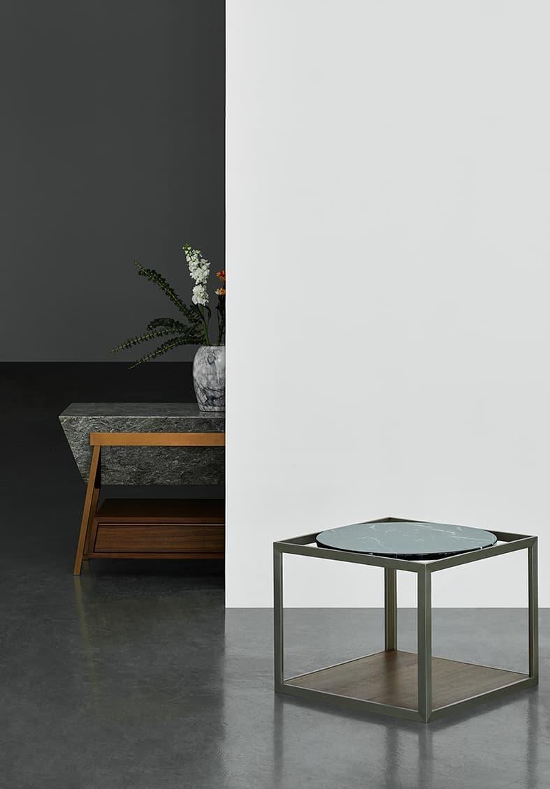 Contemporary NORDST GAARD Side Table, Italian Black Eagle Marble, Danish Modern Design For Sale