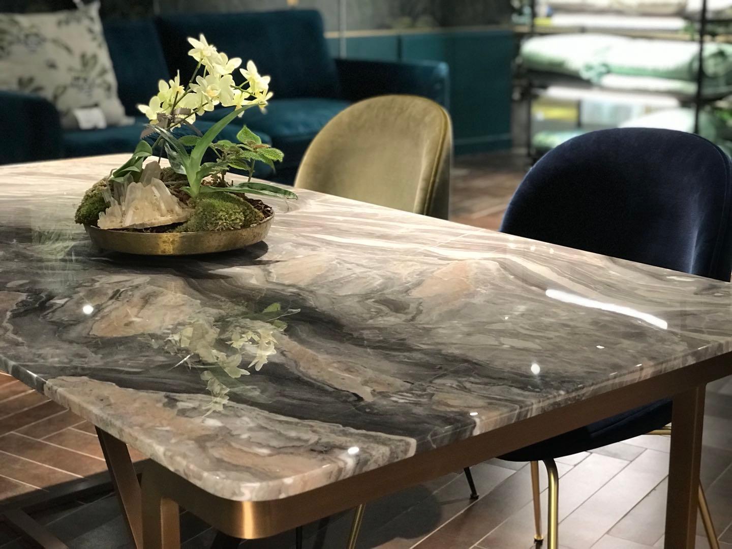 NORDST JERRY Dining Table, Italian Green Lightning Marble, Danish Modern Design For Sale 3