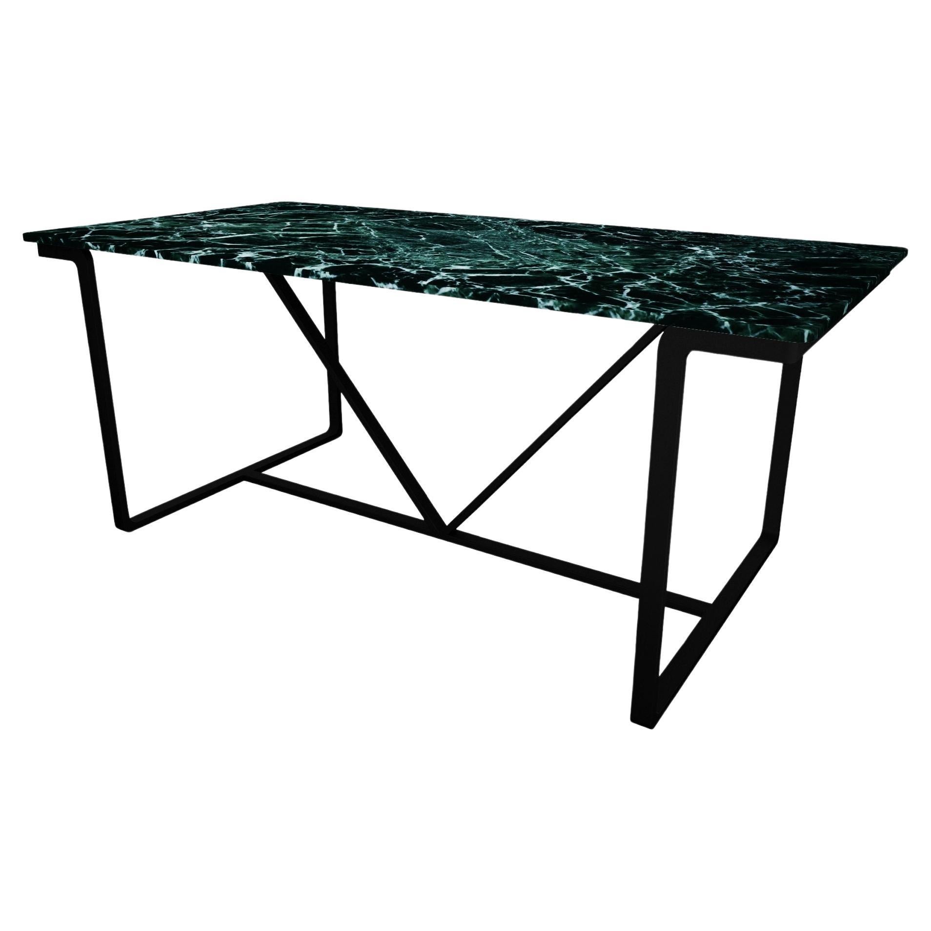 NORDST JERRY Dining Table, Italian Green Lightning Marble, Danish Modern Design For Sale