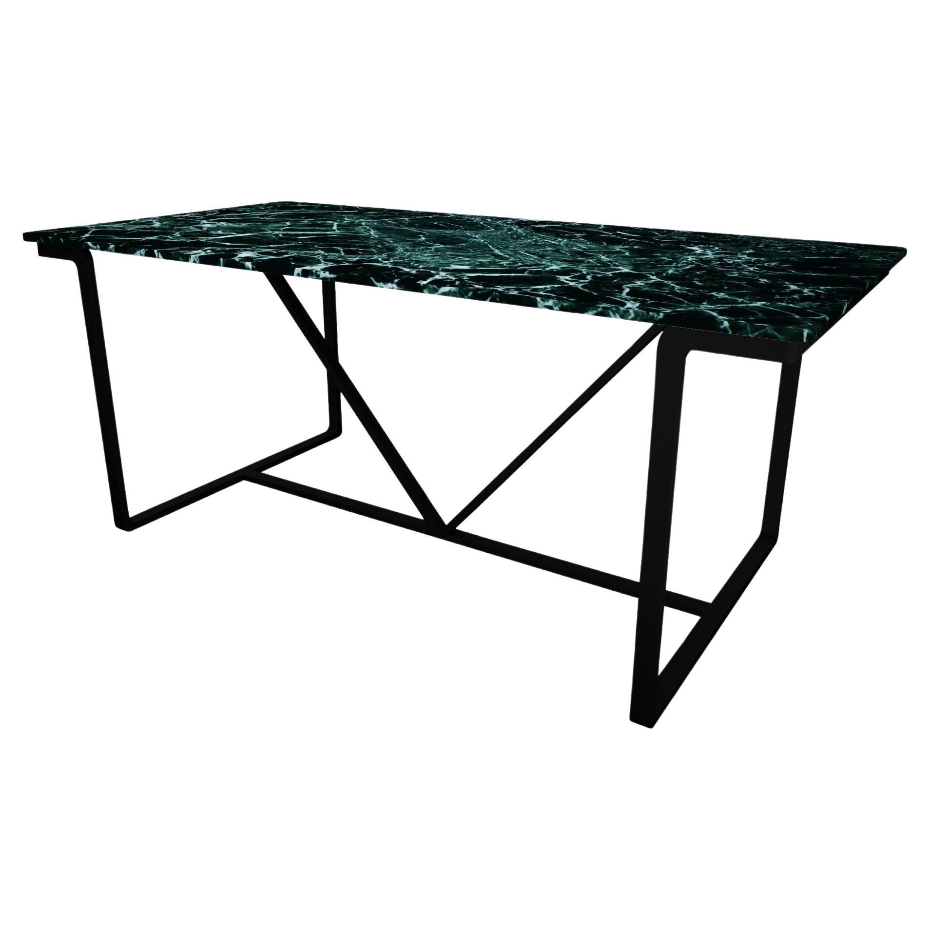 NORDST JERRY Dining Table, Italian Green Lightning Marble, Danish Modern Design