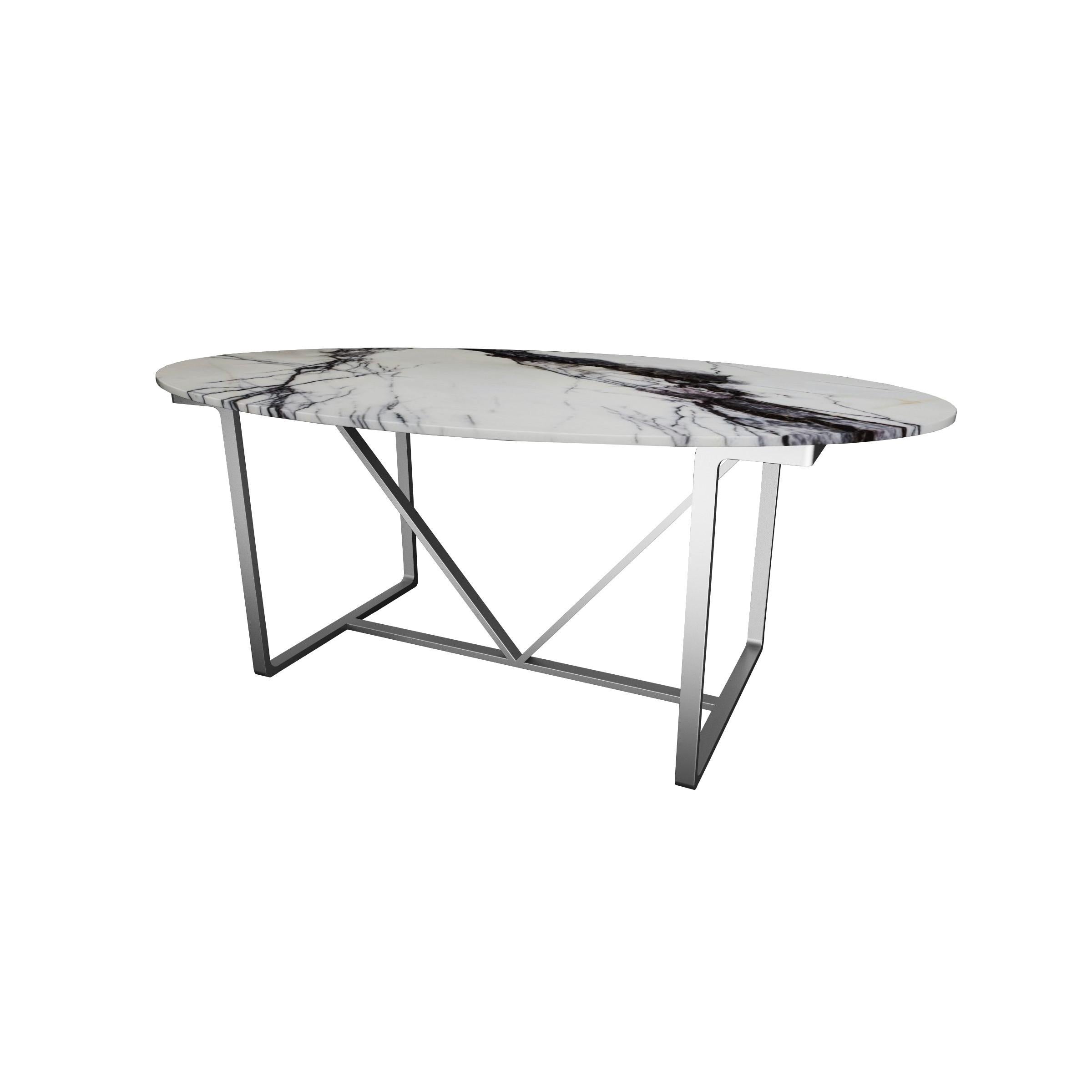 𝗣𝗿𝗼𝗱𝘂𝗰𝘁 𝗗𝗲𝘁𝗮𝗶𝗹𝘀:
Skilled work in the creation of this collection characterised by the bending technic of the frame instead of the regular welding. The marble edges have been rounded down to give a better feeling during usage, and the