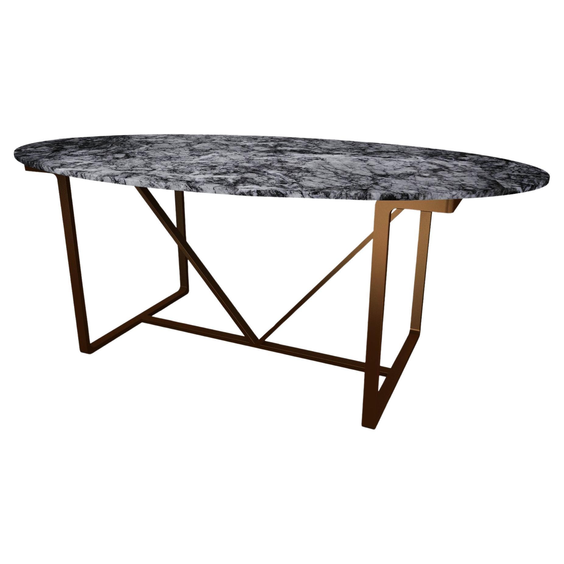 NORDST JERRY Dining Table, Italian Grey Rain Marble, Danish Modern Design, New For Sale