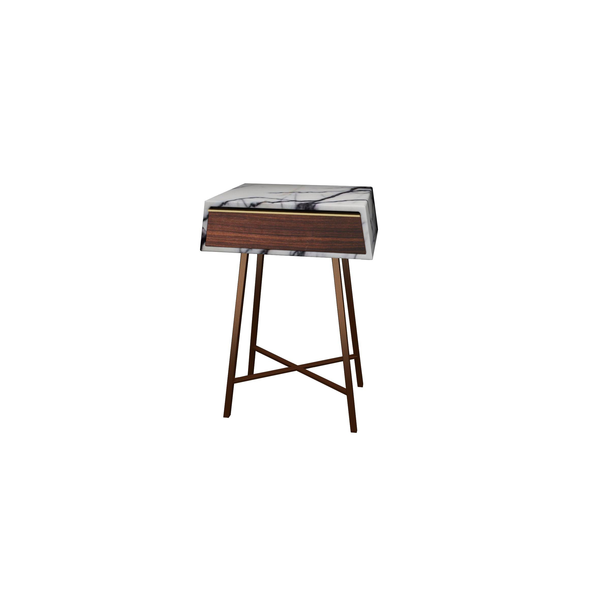 Scandinavian Modern NORDST JESSICA 	Console 1 Drawer Table, Grey Rain Marble, Danish Modern Design For Sale