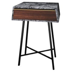 NORDST JESSICA 	Console 1 Drawer Table, Grey Rain Marble, Danish Modern Design