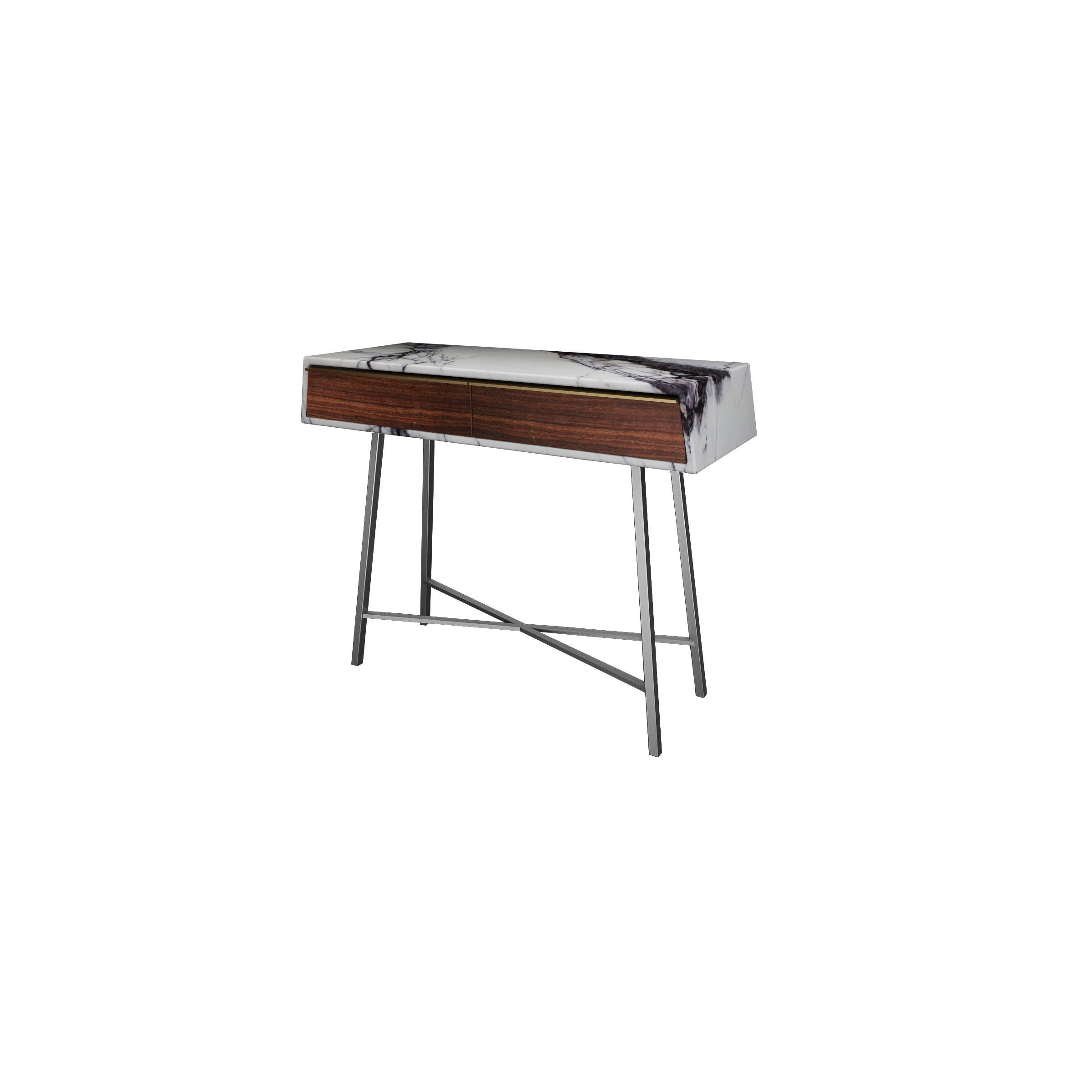 Scandinavian Modern NORDST JESSICA Console 2 Drawers Table, Black Eagle Marble, Danish Modern Design For Sale