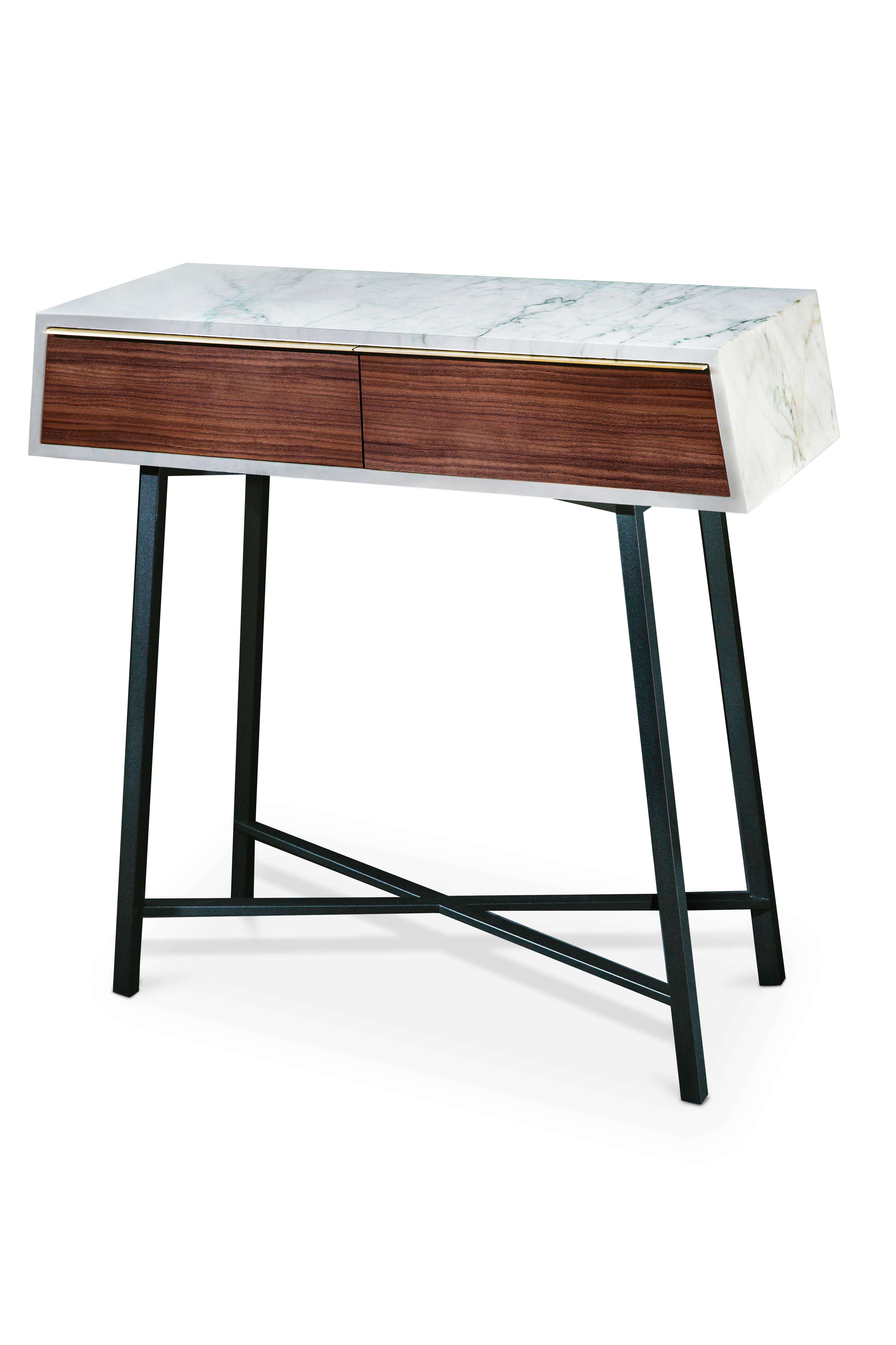 NORDST JESSICA Console 2 Drawers Table, Black Eagle Marble, Danish Modern Design For Sale 1