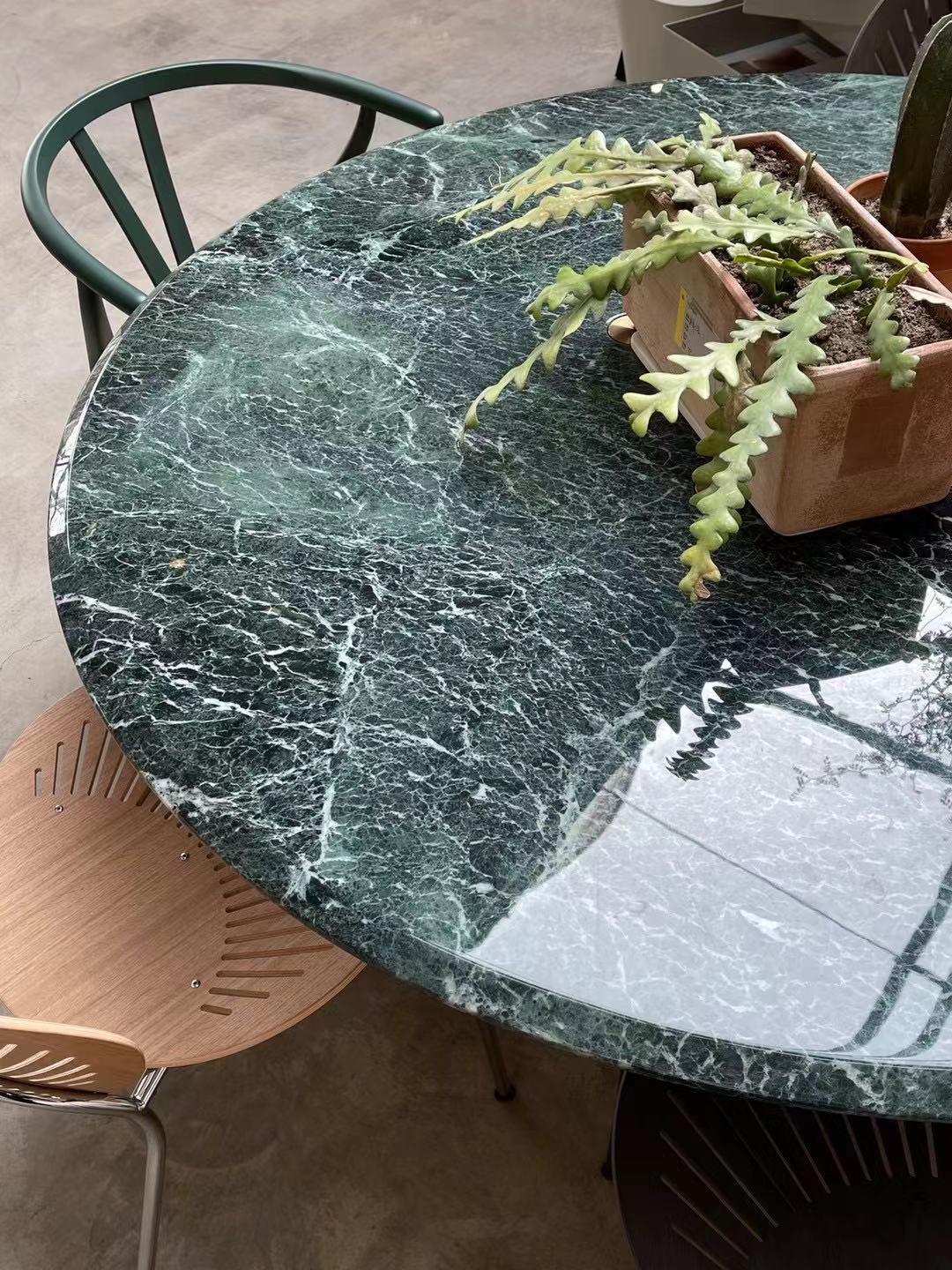 NORDST Lot Dining Table, Italian Green Lightning Marble, Danish Modern Design For Sale 2