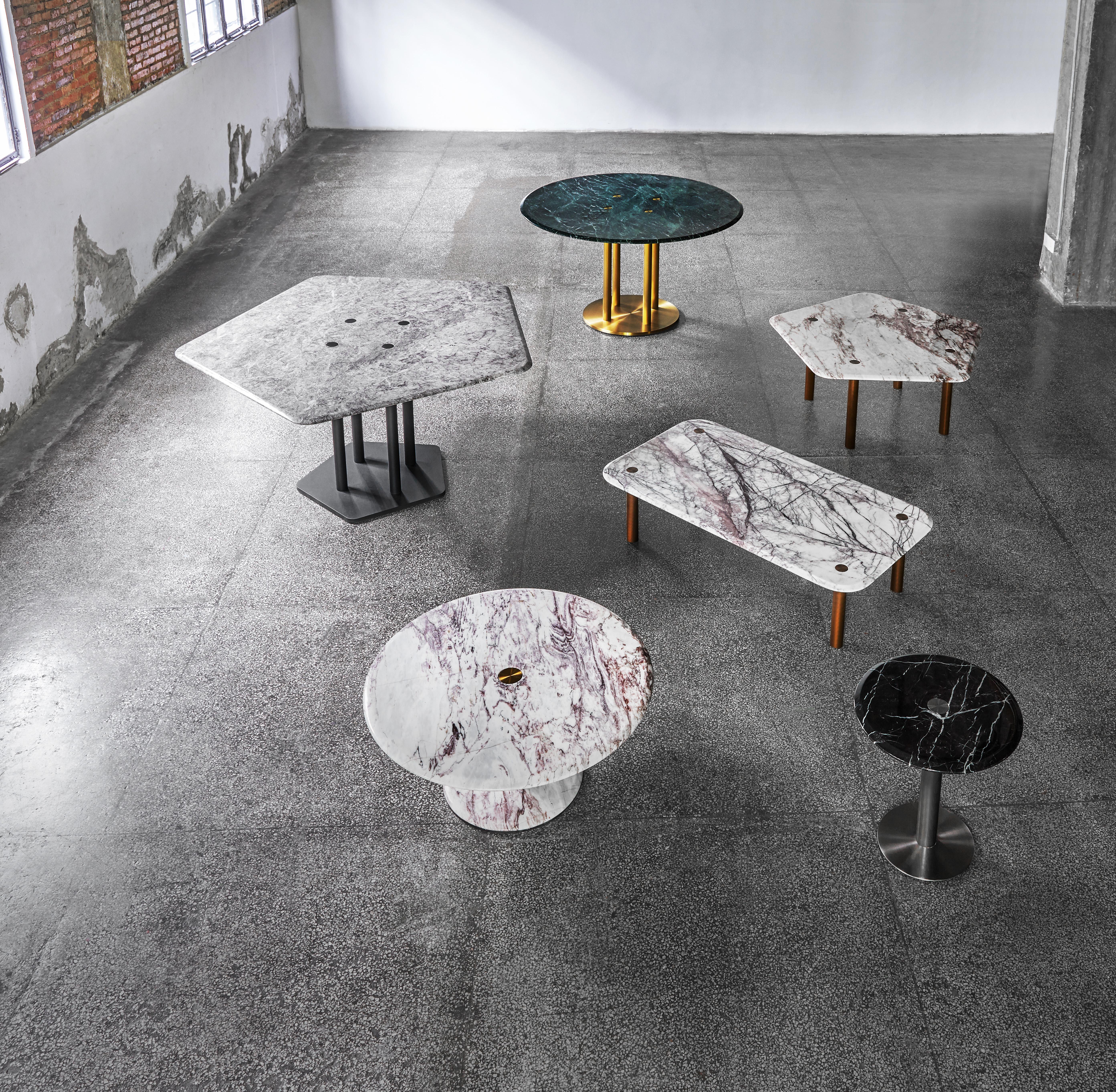 NORDST Lot Dining Table, Italian Green Lightning Marble, Danish Modern Design For Sale 6