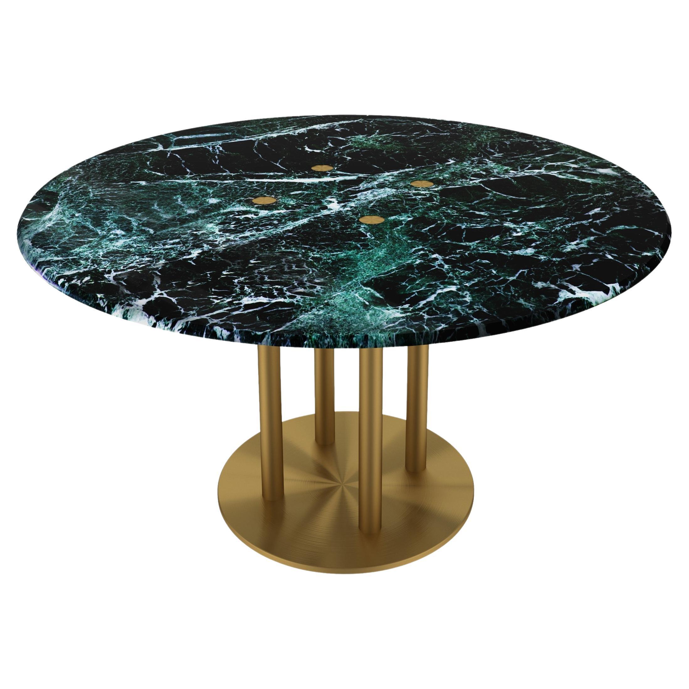 NORDST Lot Dining Table, Italian Green Lightning Marble, Danish Modern Design For Sale