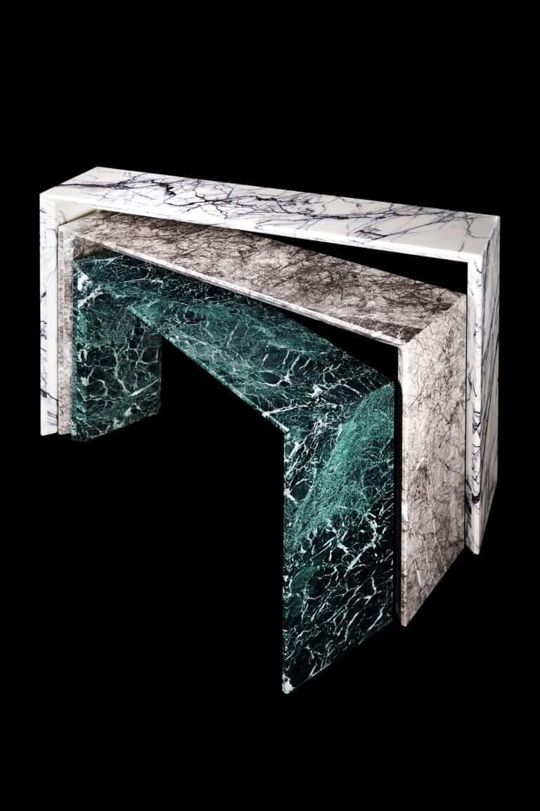 Chinese NORDST MARINA Console Table, Italian White Mountain Marble, Danish Modern Design For Sale
