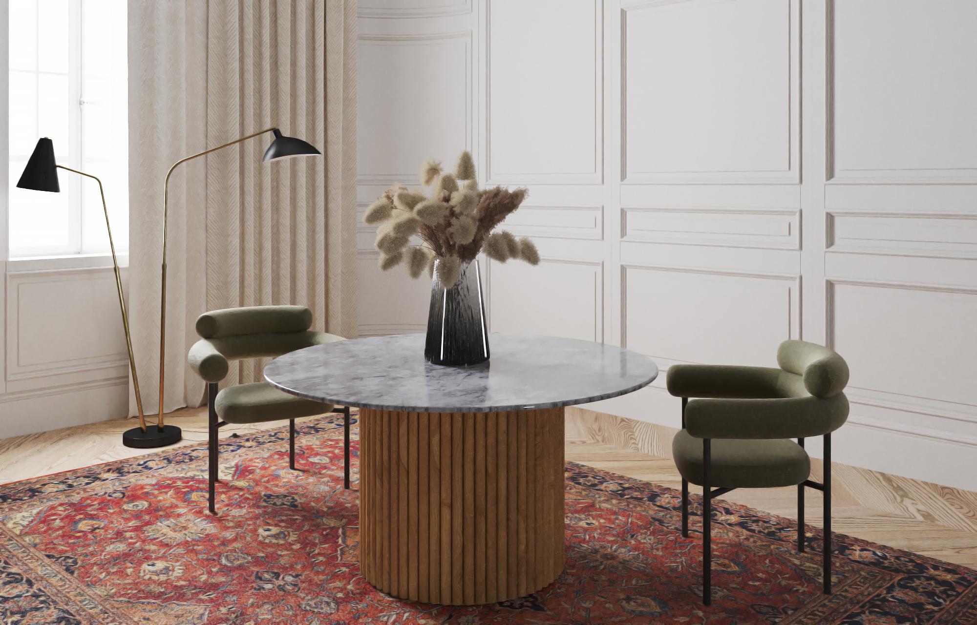 NORDST Mette Dining Table, Italian Grey Rain Marble, Danish Modern ...