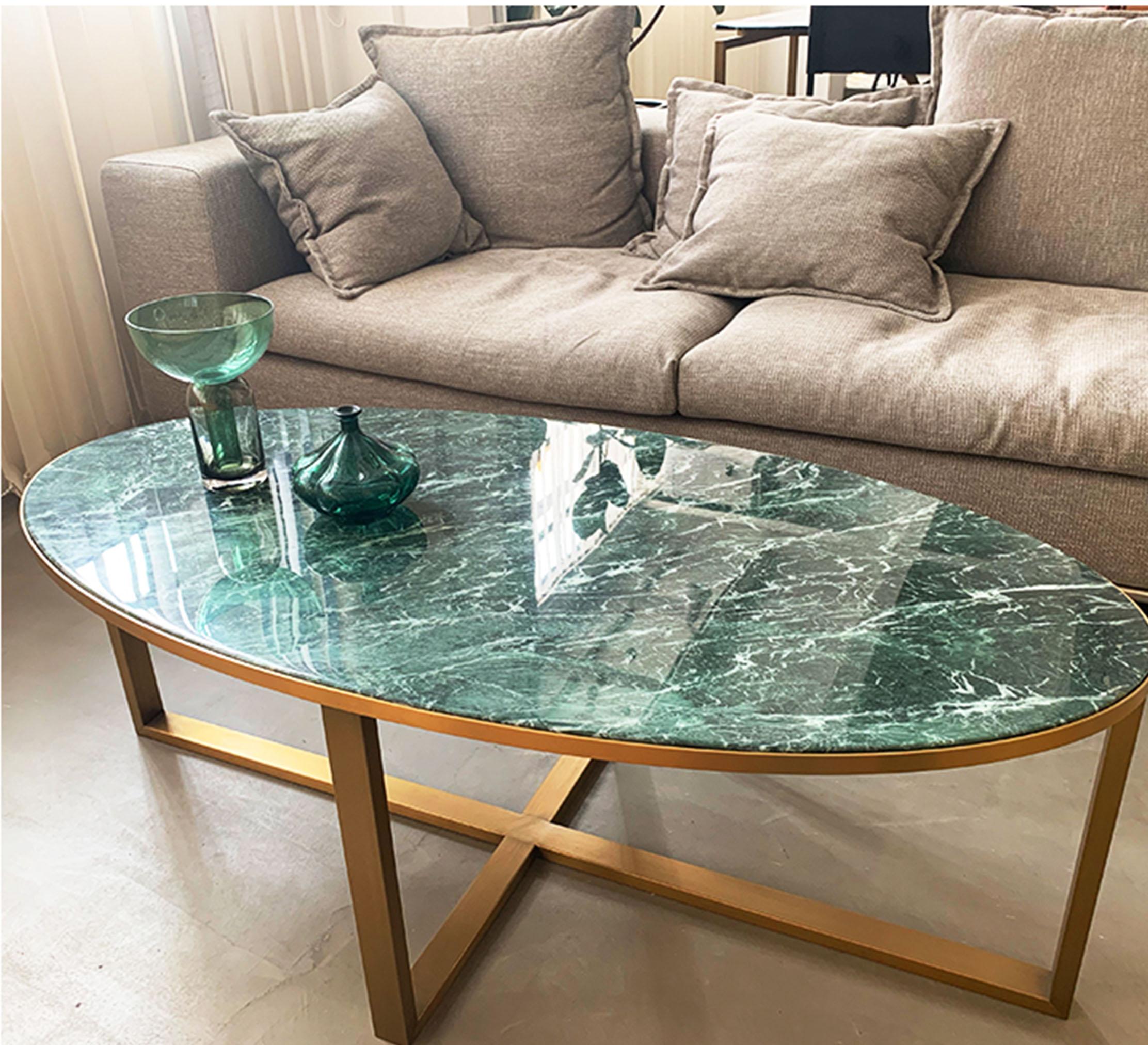 NORDST MIA Coffee Table, Italian Green Lightning Marble, Danish Modern Design For Sale 1