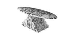 Table basse Niko, marbre blanc de montagne italien, design moderne danois