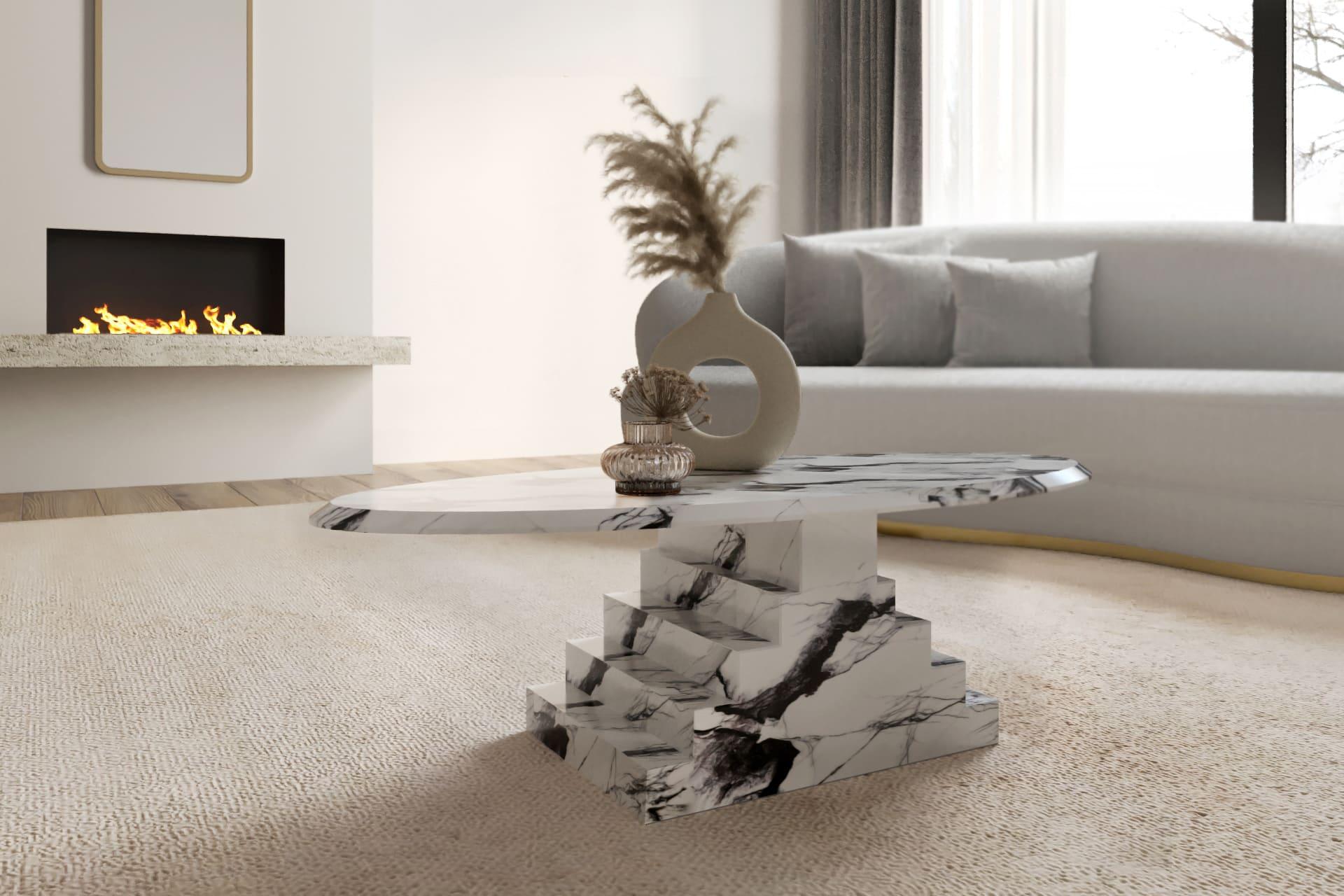 Chinese NORDST Niko Coffee Table, Italian White Mountain Marble, Danish Modern Design For Sale