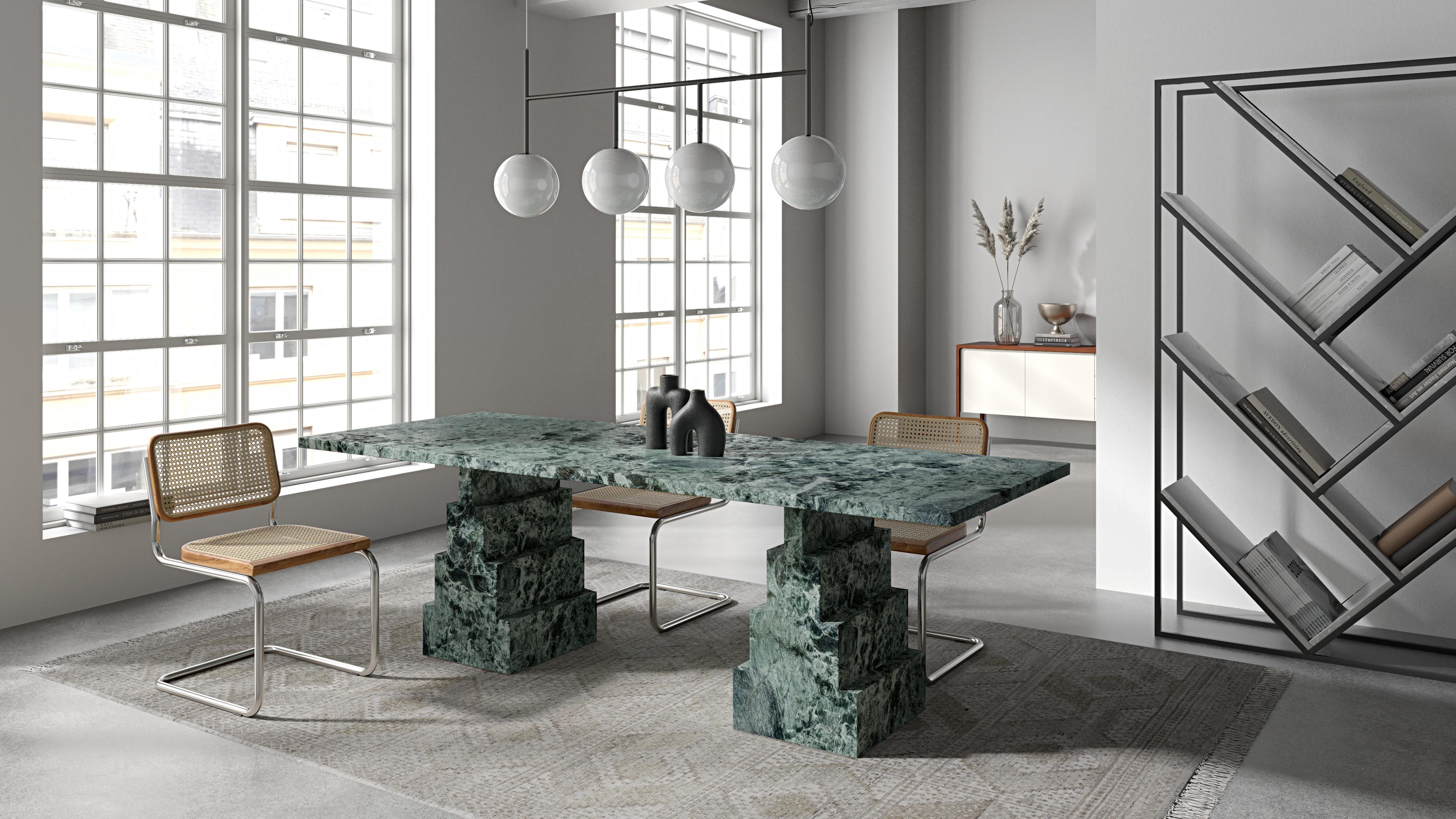 Chinois Table de salle à manger NORDST NIKO, marbre vert italien, design moderne danois en vente