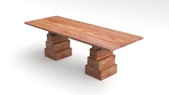 NORDST NIKO Dining Table, Italian Red Travertine Marble, Danish Modern Design